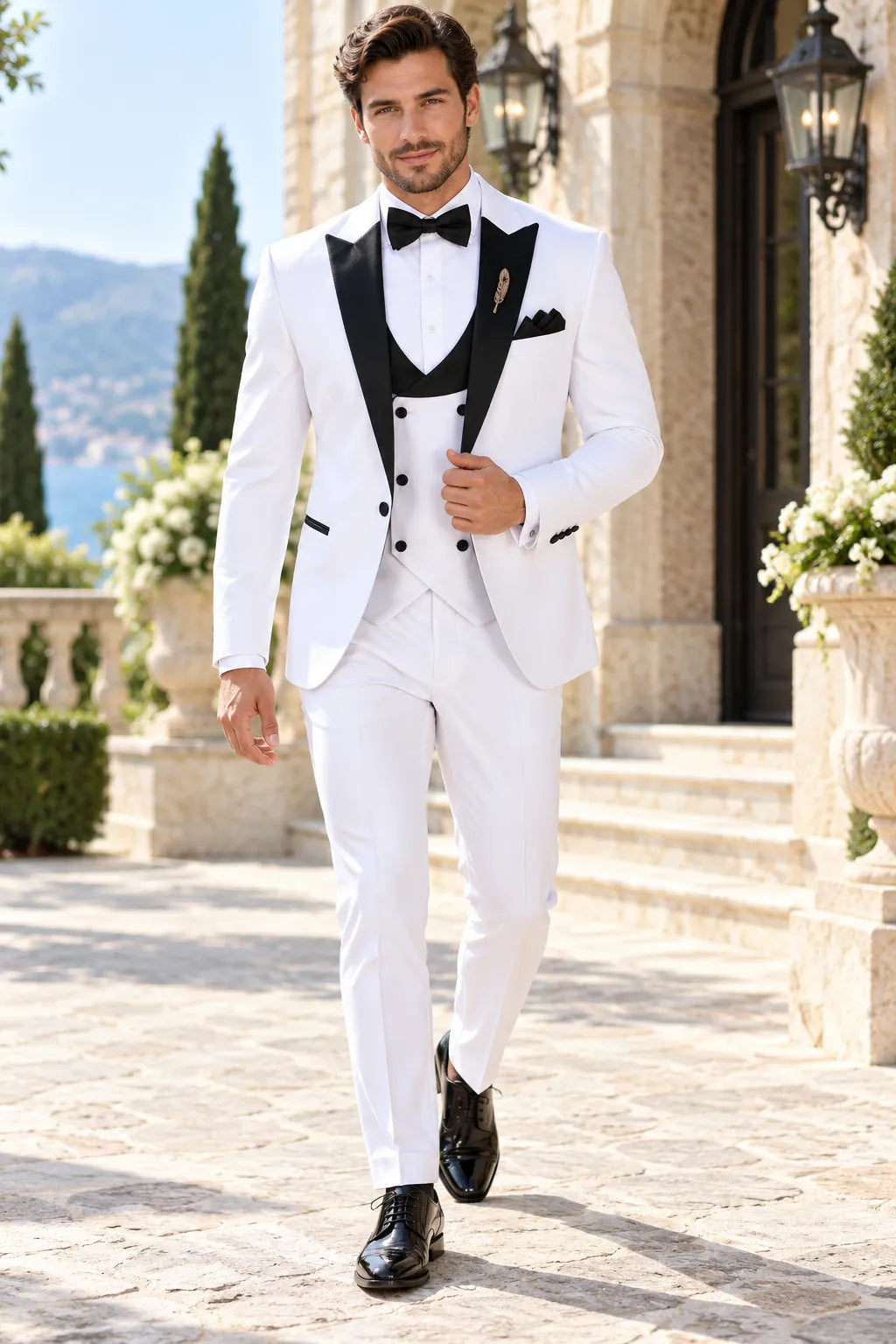 Men's Contrast Shawl Lapel Tuxedo 3 Piece Suit