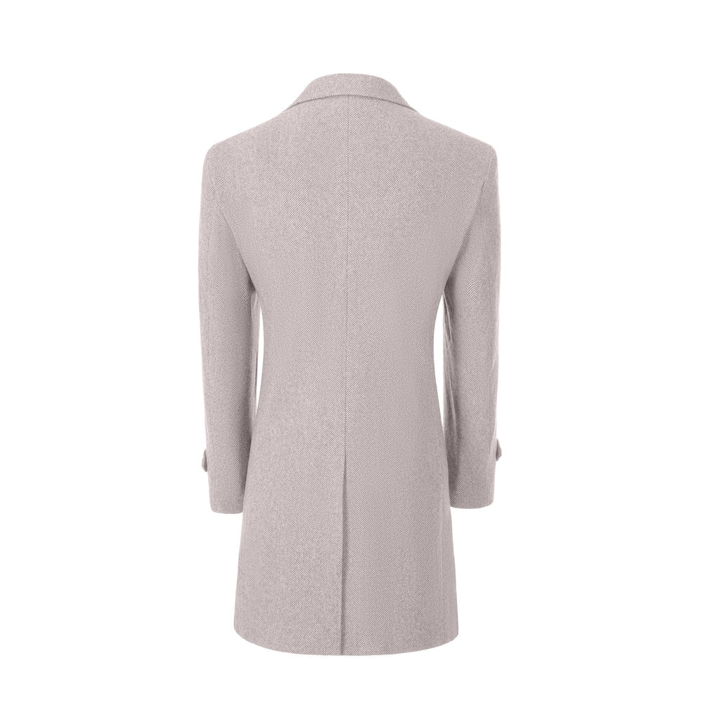 White back view of long coat for men – tailored winter style