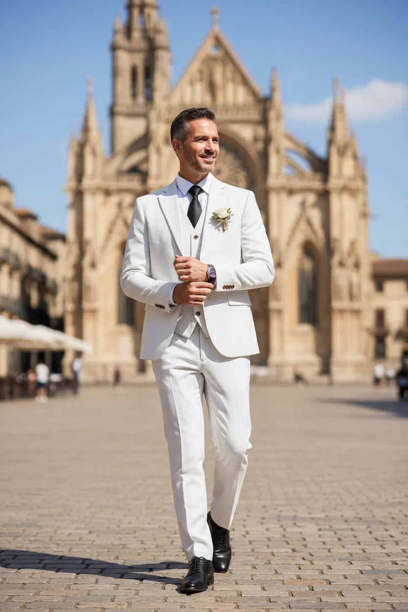 Men's Lightweight & Stylish Linen 3 Piece Suit