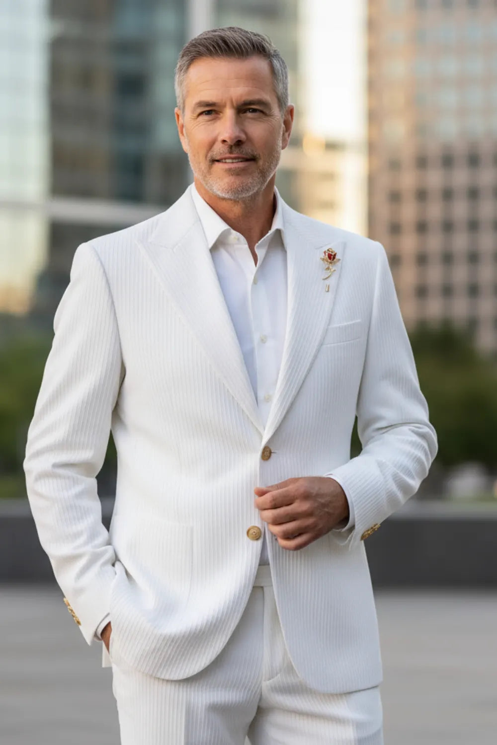 Men's Modern Fit Peak Lapel Corduroy 2 Piece Suits