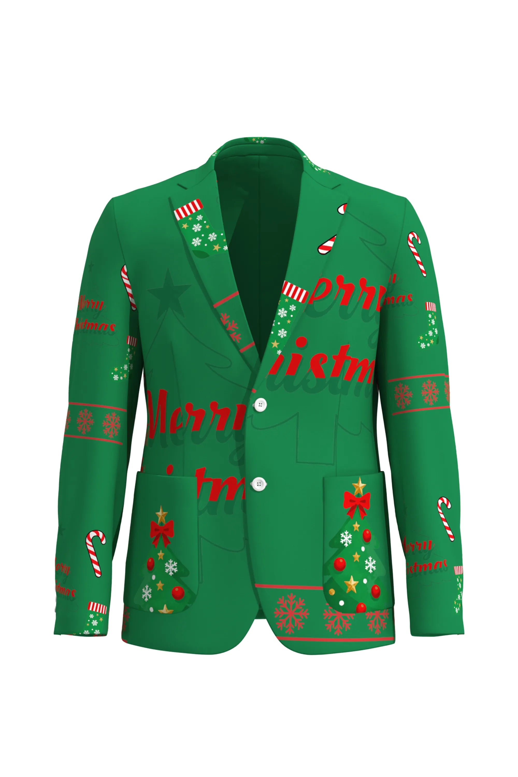 Men's Trees Pattern Christmas Eve Party 2 Piece Suit