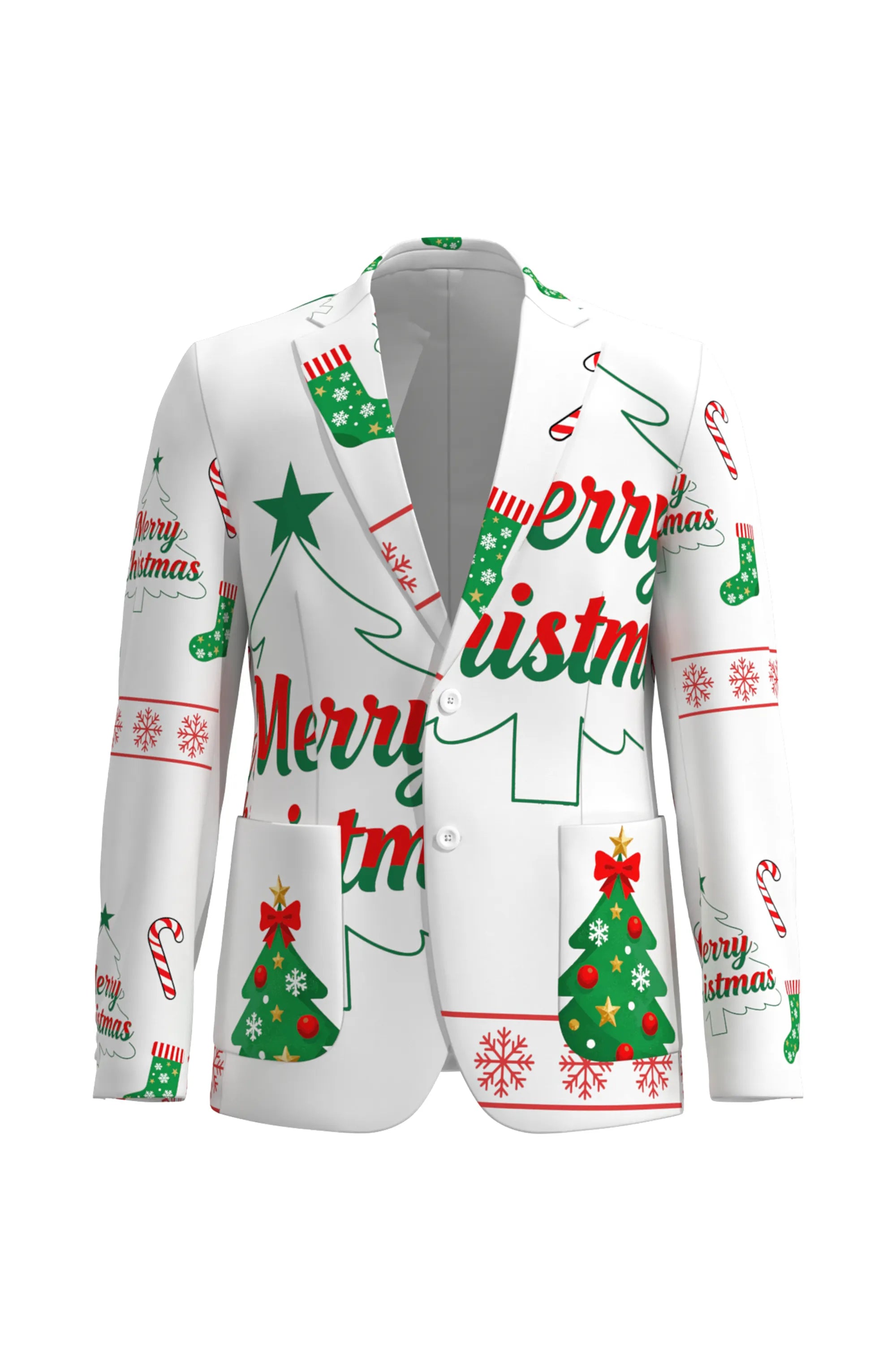 Men's Trees Pattern Christmas Eve Party 2 Piece Suit