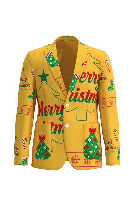 Men's Trees Pattern Christmas Eve Party 2 Piece Suit