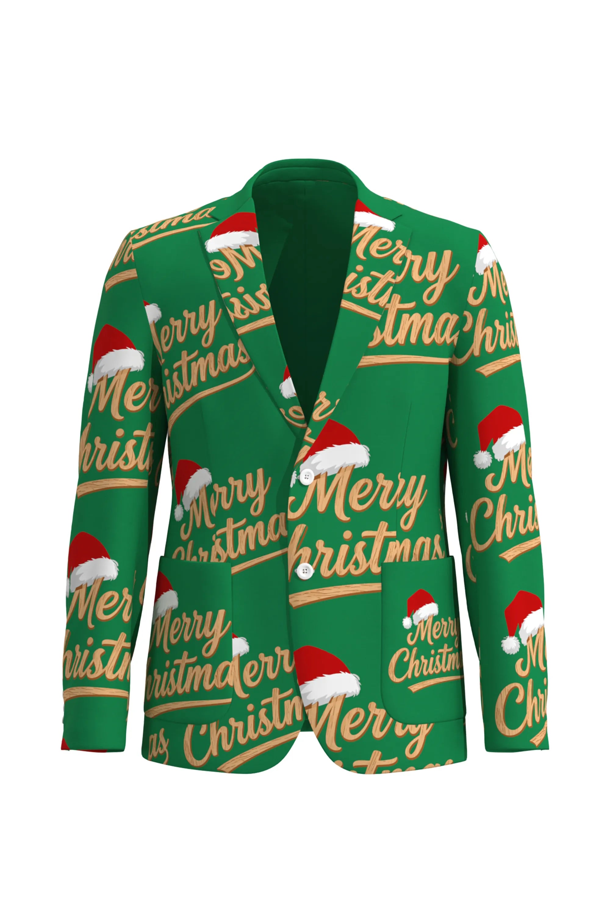Men's Festive Graphics Christmas Eve Party 2 Piece Suit