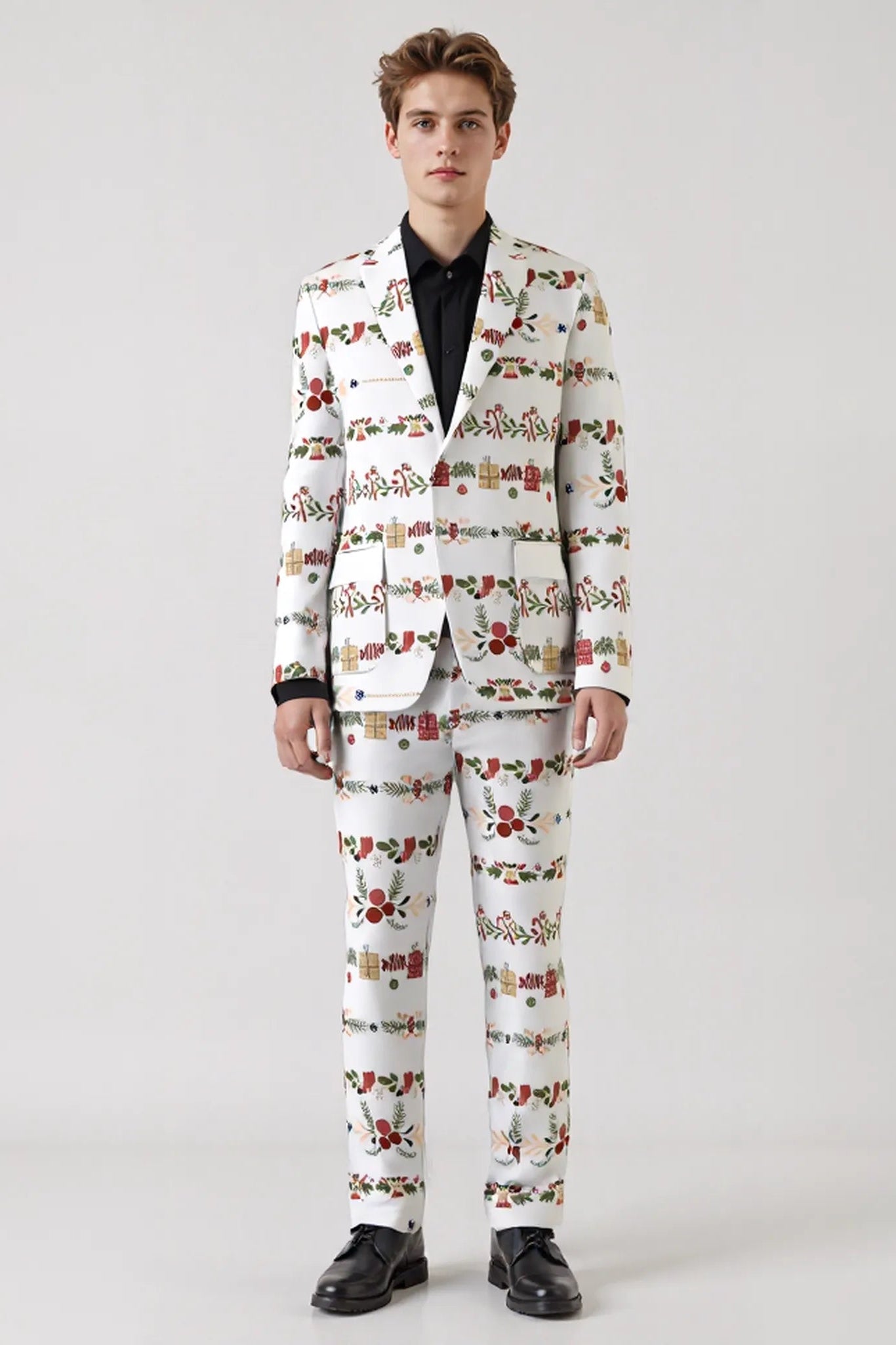 Men's Funny Printed Christmas Eve Party 2 Piece Suit