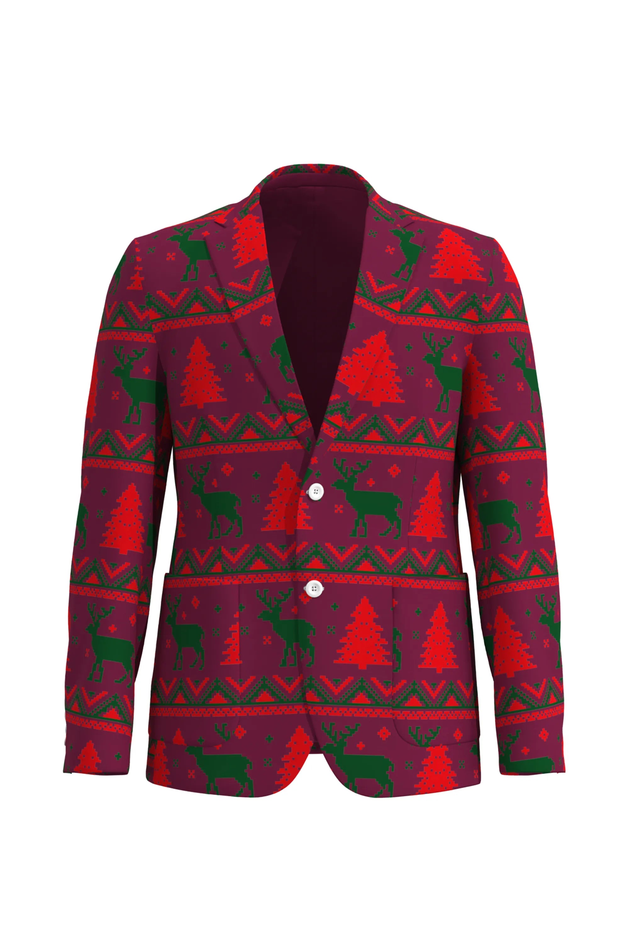 Men's Deer Animal Christmas Eve Party 2 Piece Suit