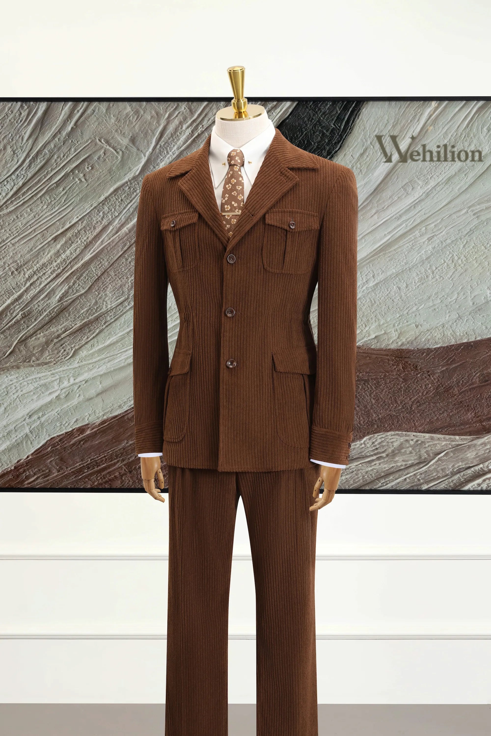 Men's Brown Corduroy 2 Piece Suits
