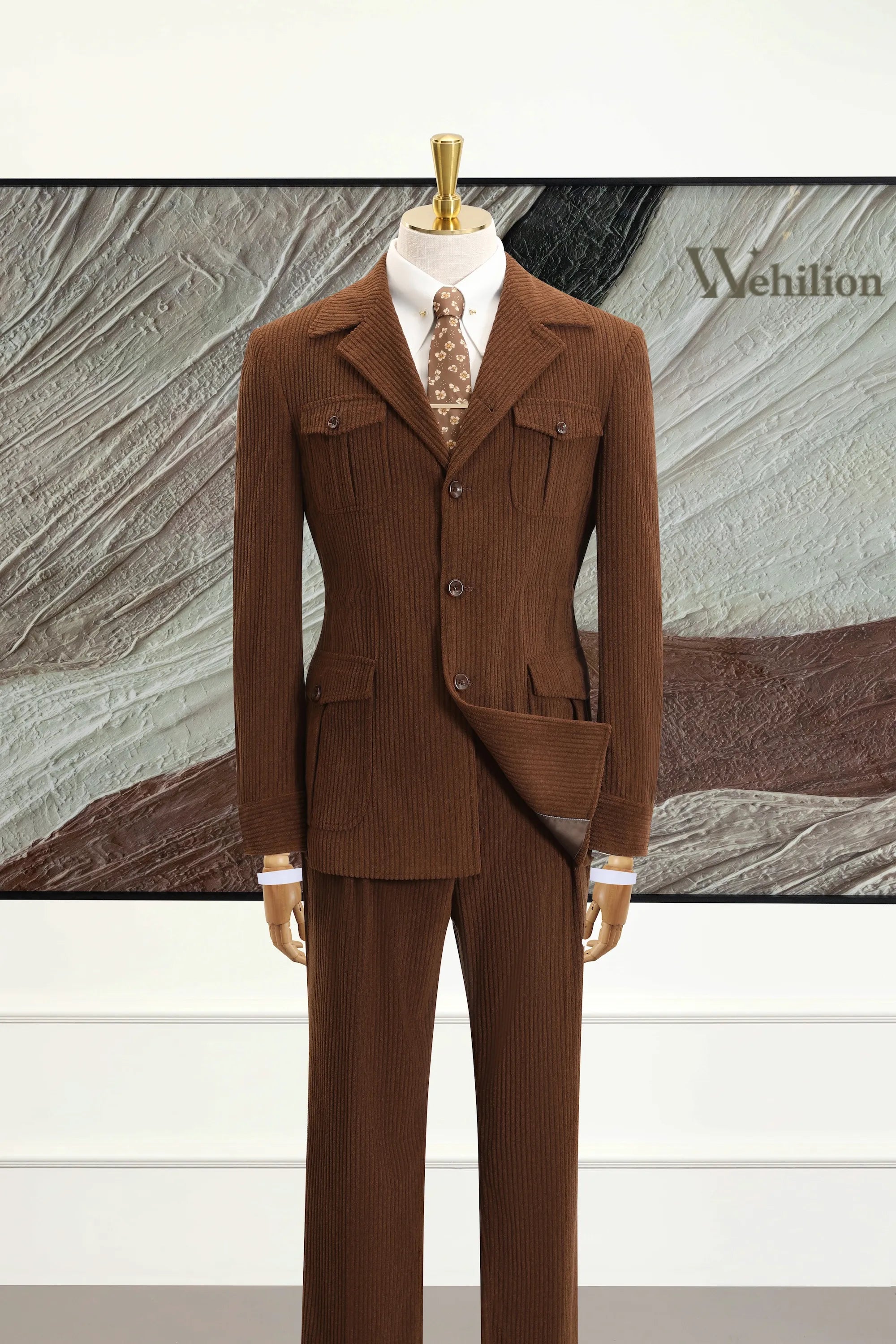 Men's Brown Corduroy 2 Piece Suits
