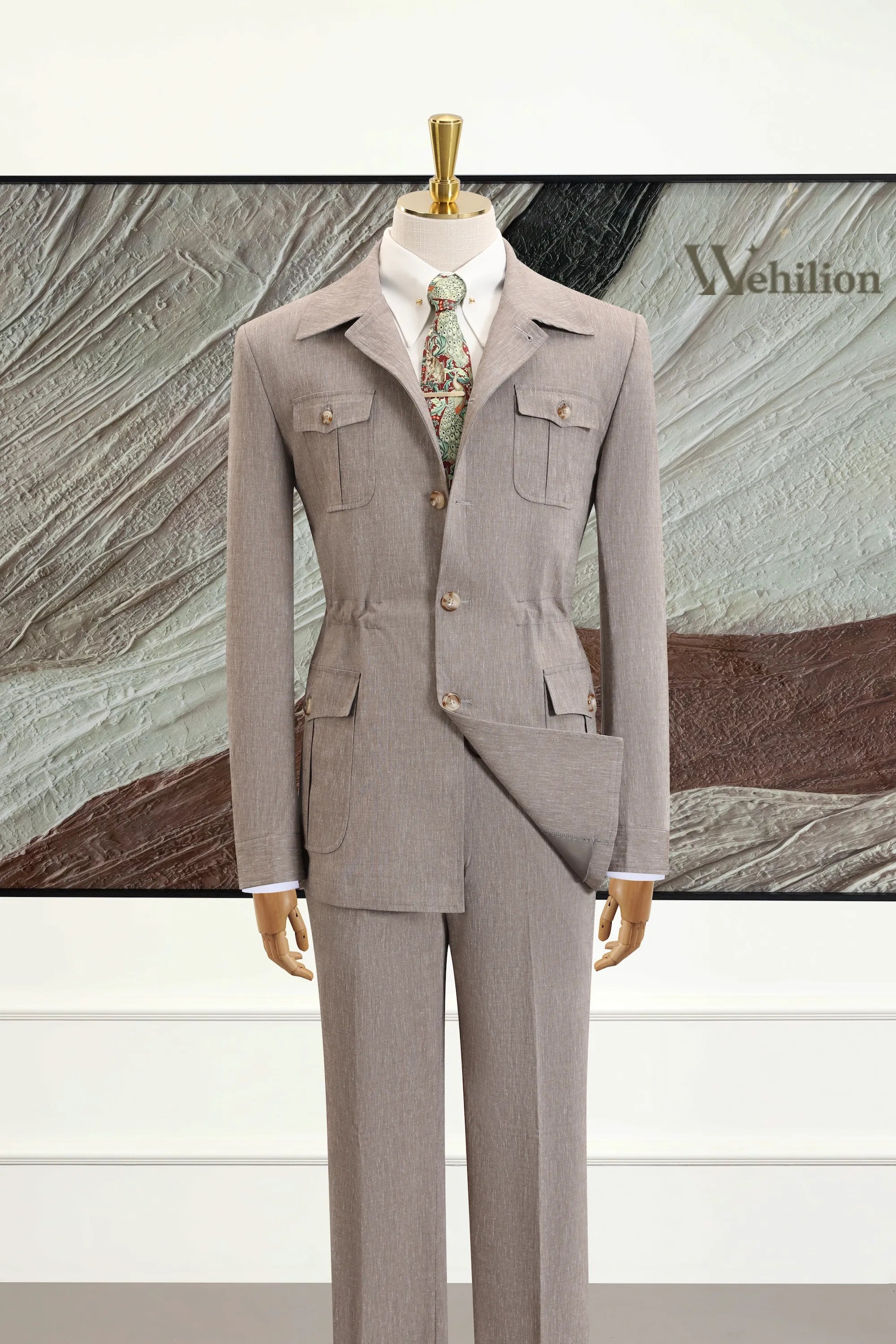 Men's Light Brown Cooper Collar 2 Piece Suits