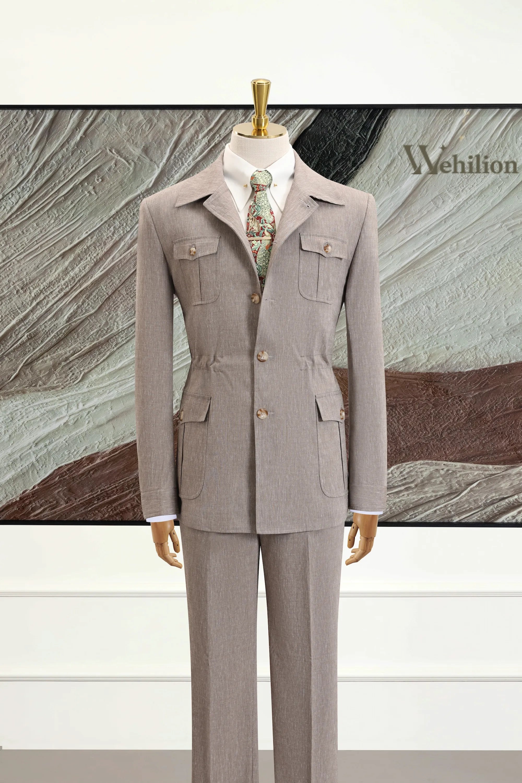 Men's Light Brown Cooper Collar 2 Piece Suits