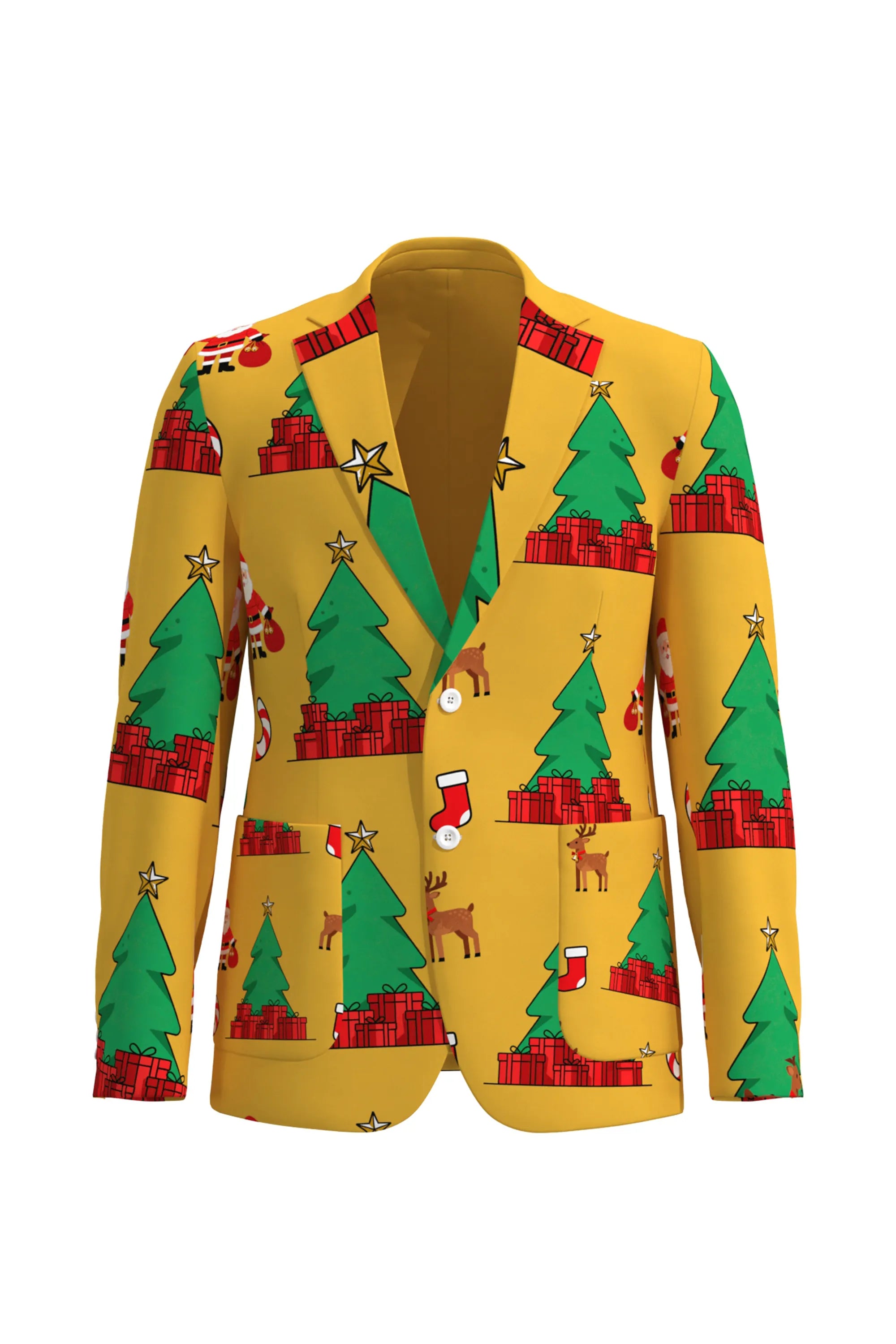 Men's Christmas Tree Pattern Eve Party 2 Piece Suit