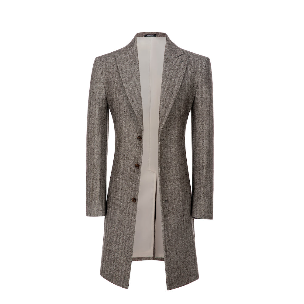 Men’s coffee trench coat – open front wool design