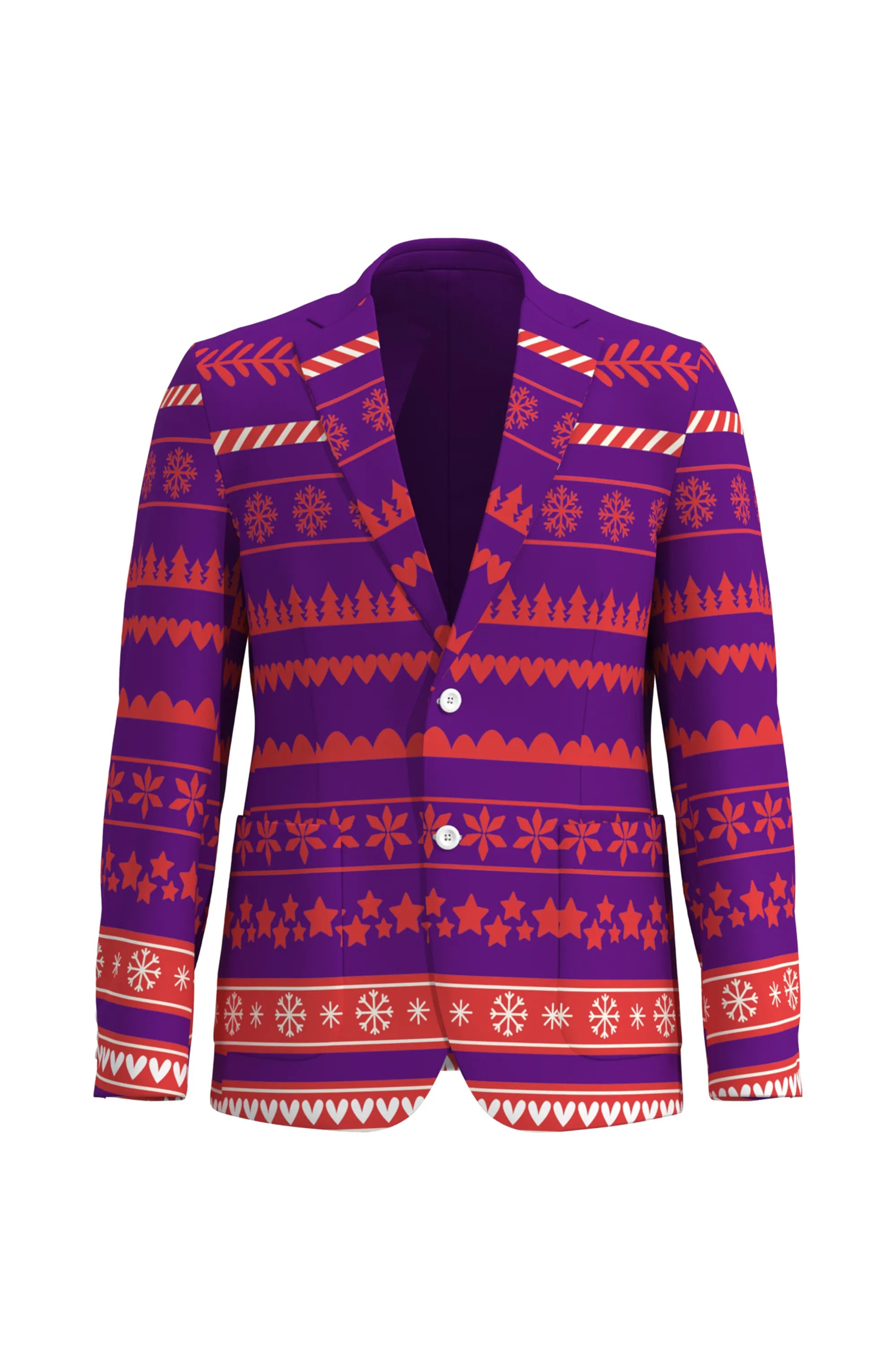 Men's Snowflake Christmas Eve Party 2 Piece Suit