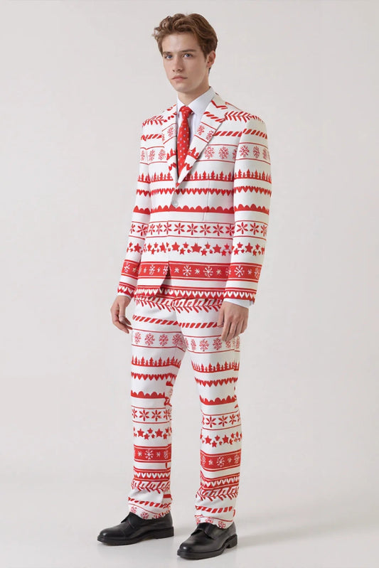 Men's Snowflake Christmas Eve Party 2 Piece Suit