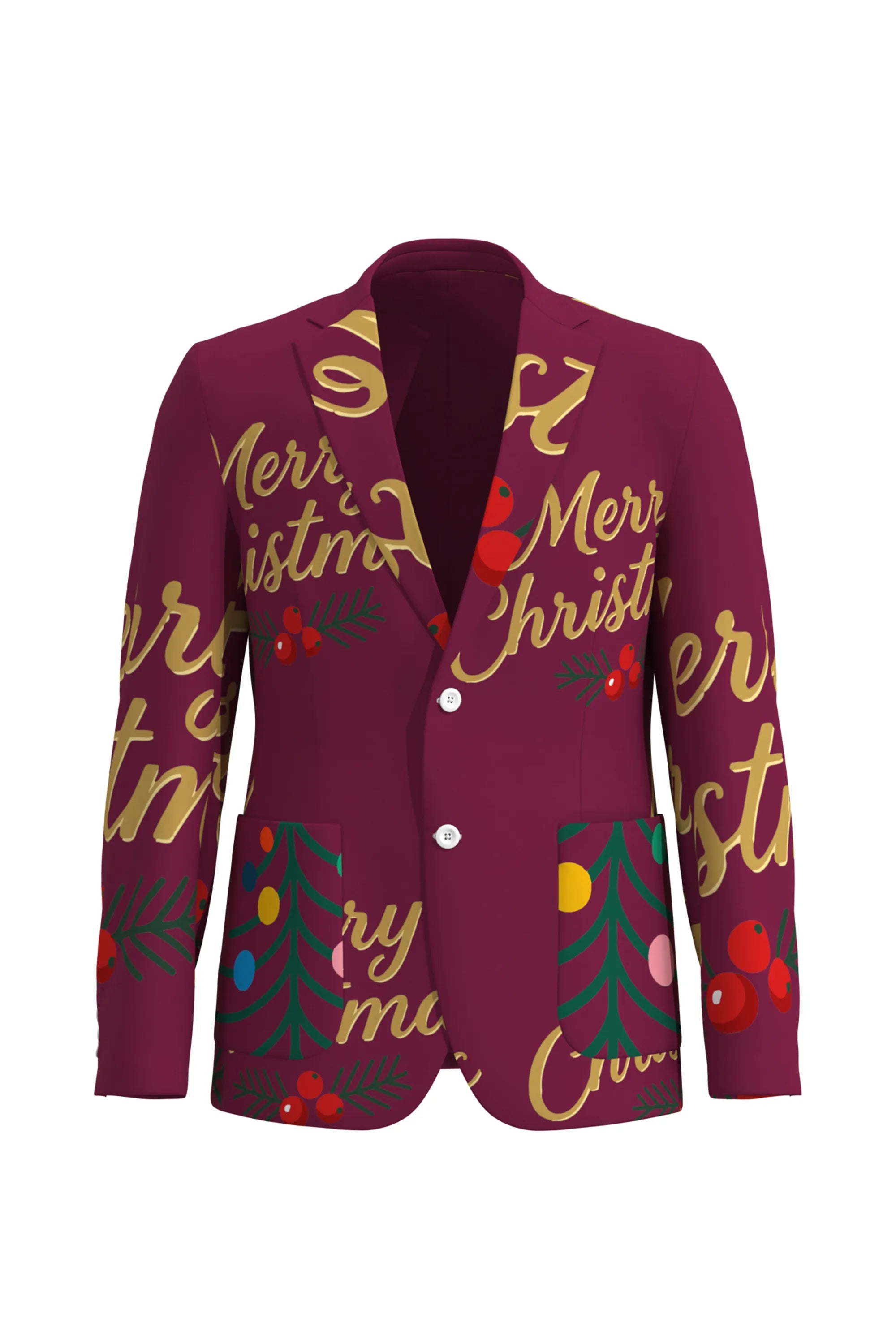 Men's Funny Pattern Christmas Eve Party 2 Piece Suit