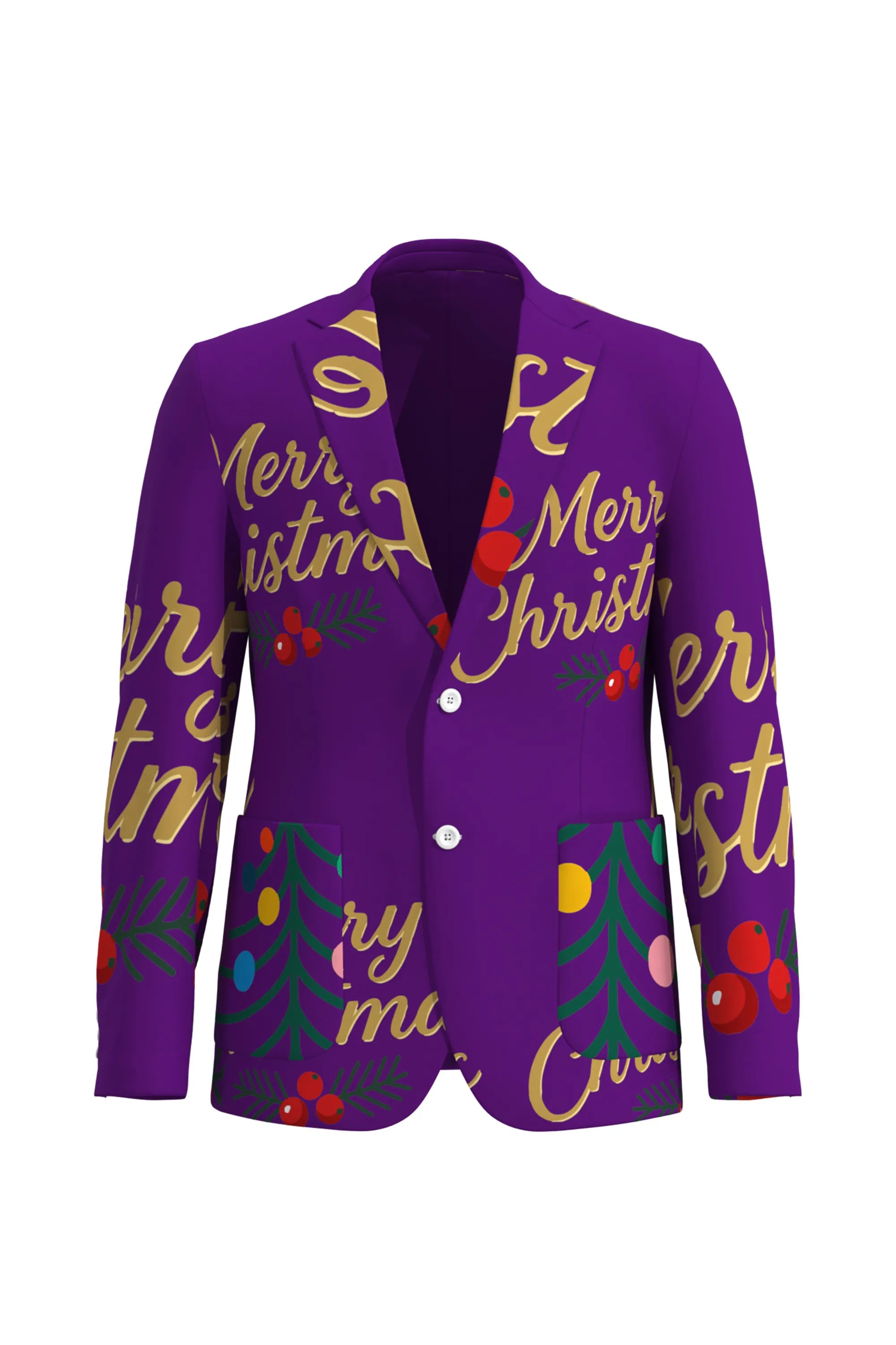 Men's Funny Pattern Christmas Eve Party 2 Piece Suit