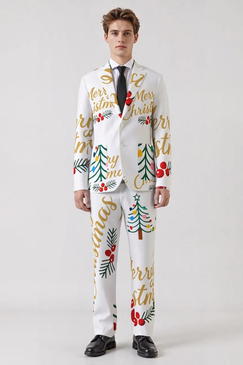 Men's Funny Pattern Christmas Eve Party 2 Piece Suit