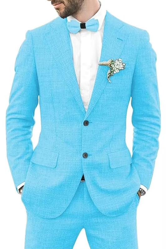 Men's Linen Casual Summer 2 Piece Suit