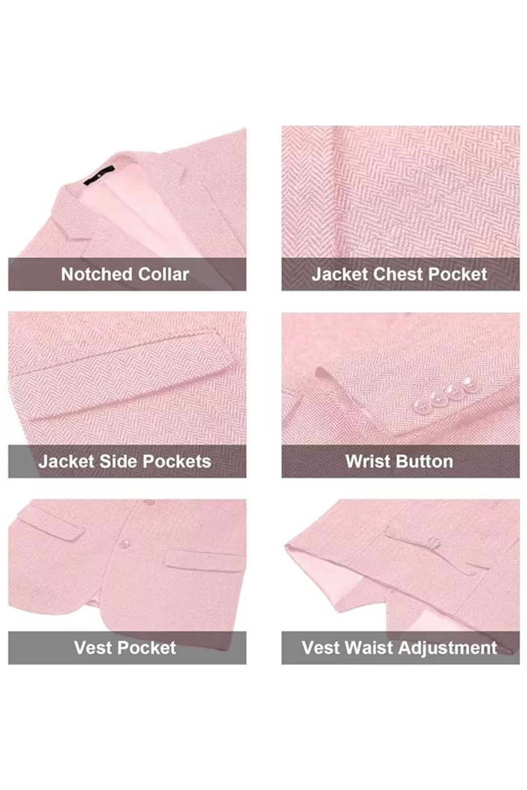 Men's Retro Tweed Herringbone 3 Piece Suit