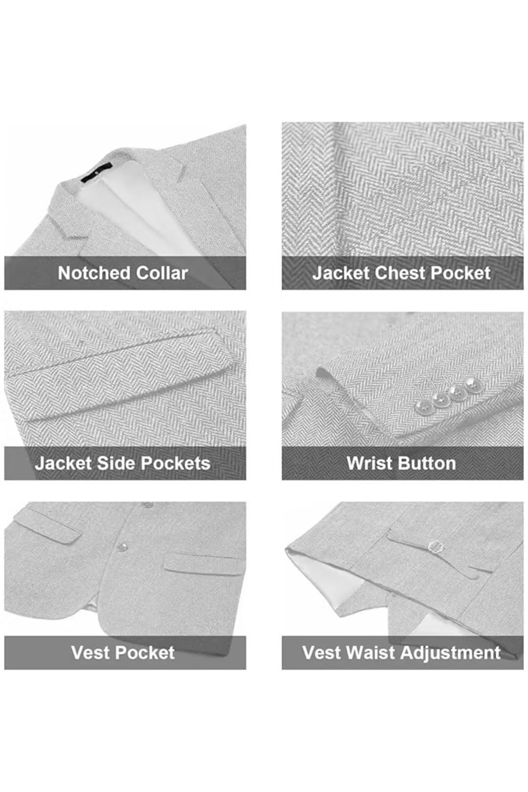 Men's Retro Tweed Herringbone 3 Piece Suit