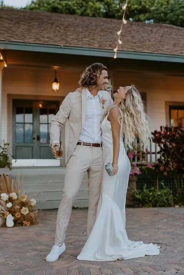 Men's Wear For Prom In Lightweight Linen Suit Wedding Look
