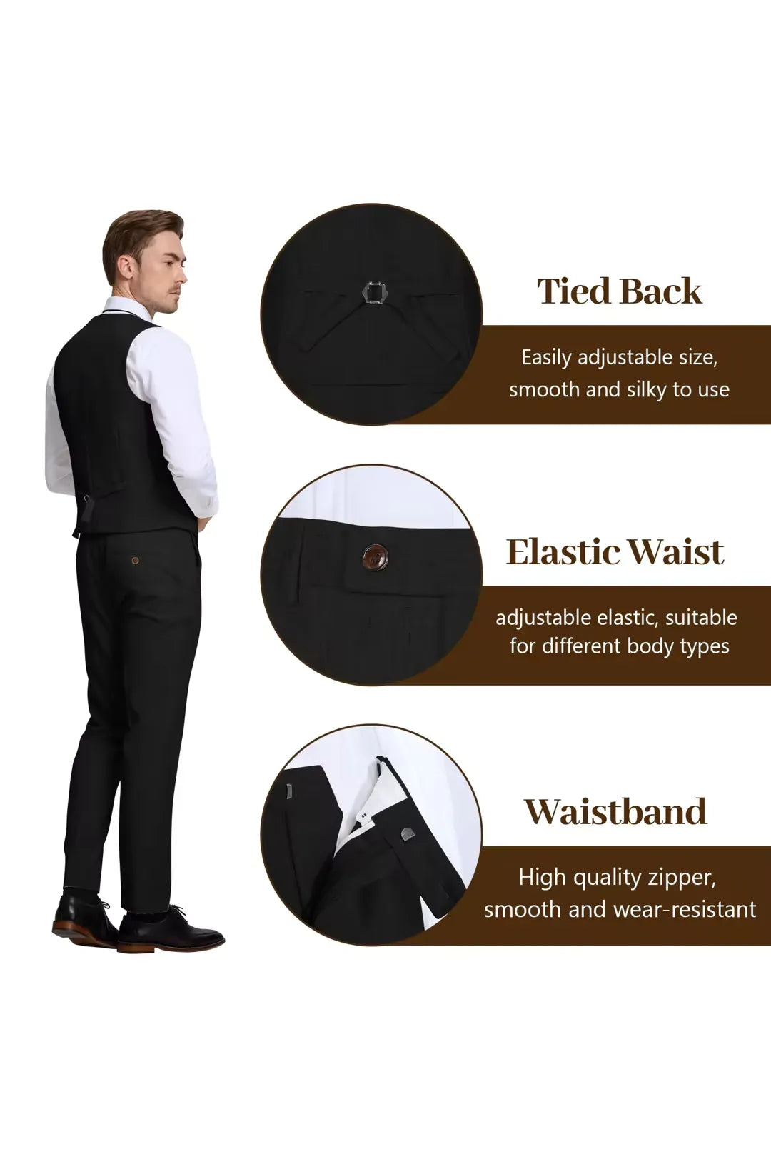 Black Lightweight Linen Suit for Groom – Breathable 3 Piece Outfit with Blazer & Vest – Wehilion® ™