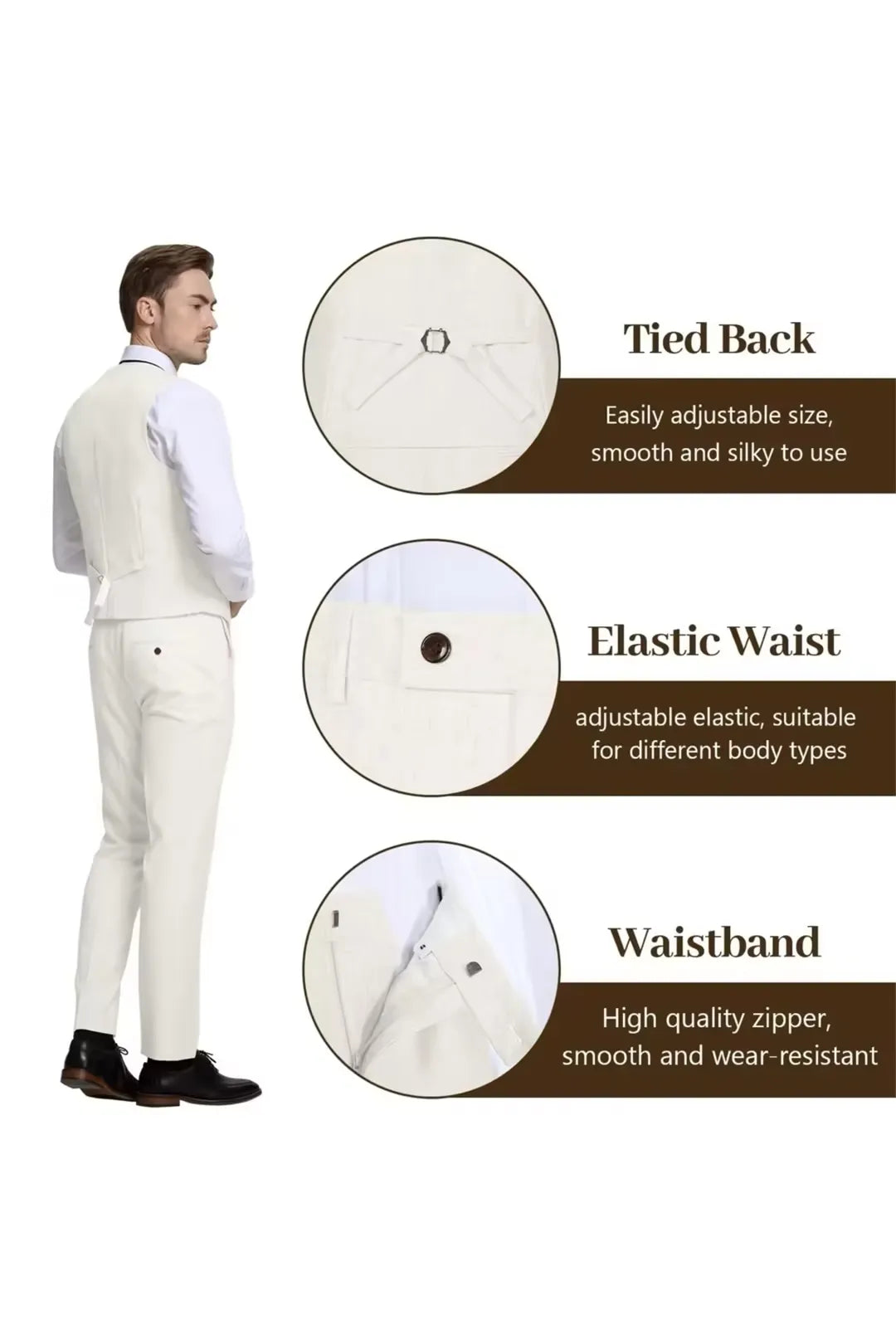 Ivory Lightweight Linen Suit for Groom – Breathable 3 Piece Outfit with Blazer & Vest – Wehilion® ™