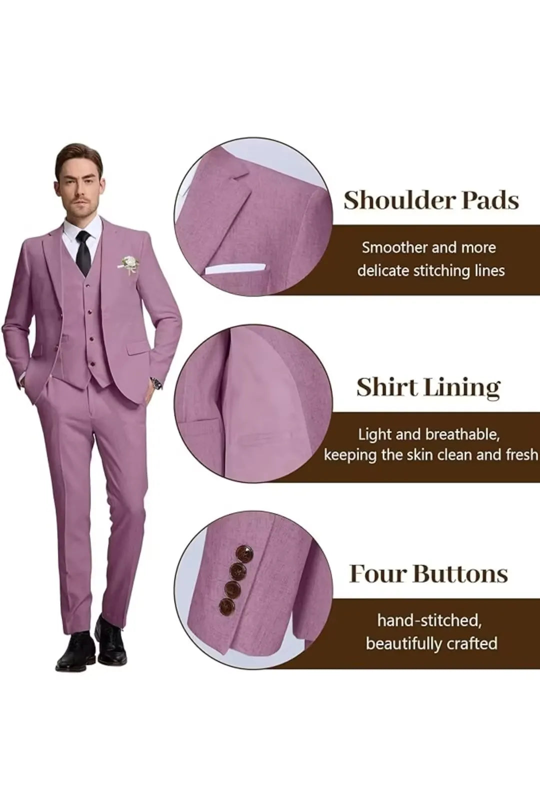 Men's Light Purple Linen Slim Fit Suit – Summer Tuxedo Set for Wedding & Formal Events – Wehilion® ™