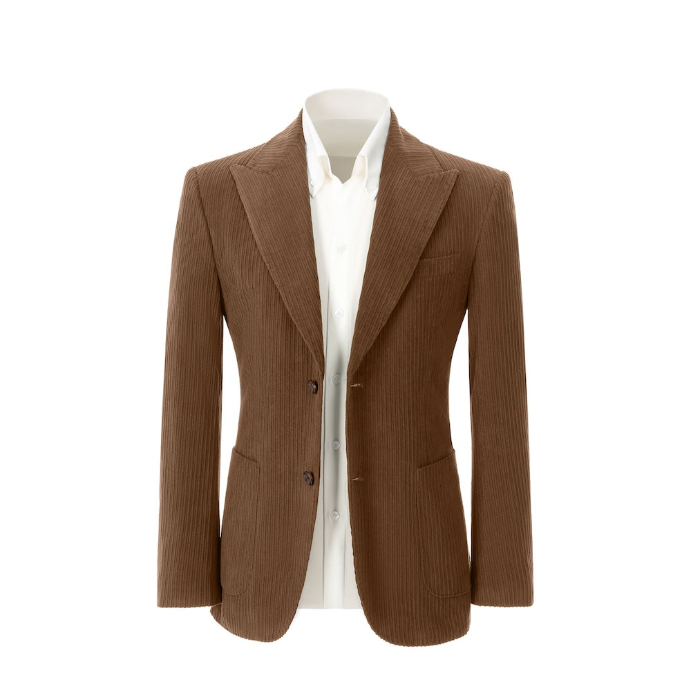 Men's brown corduroy blazer – double breasted winter 2 piece suit