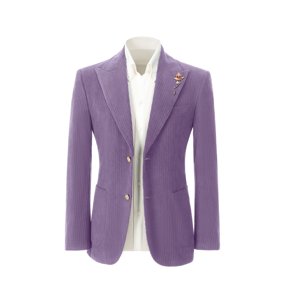 Men's purple corduroy blazer – double breasted winter 2 piece suit