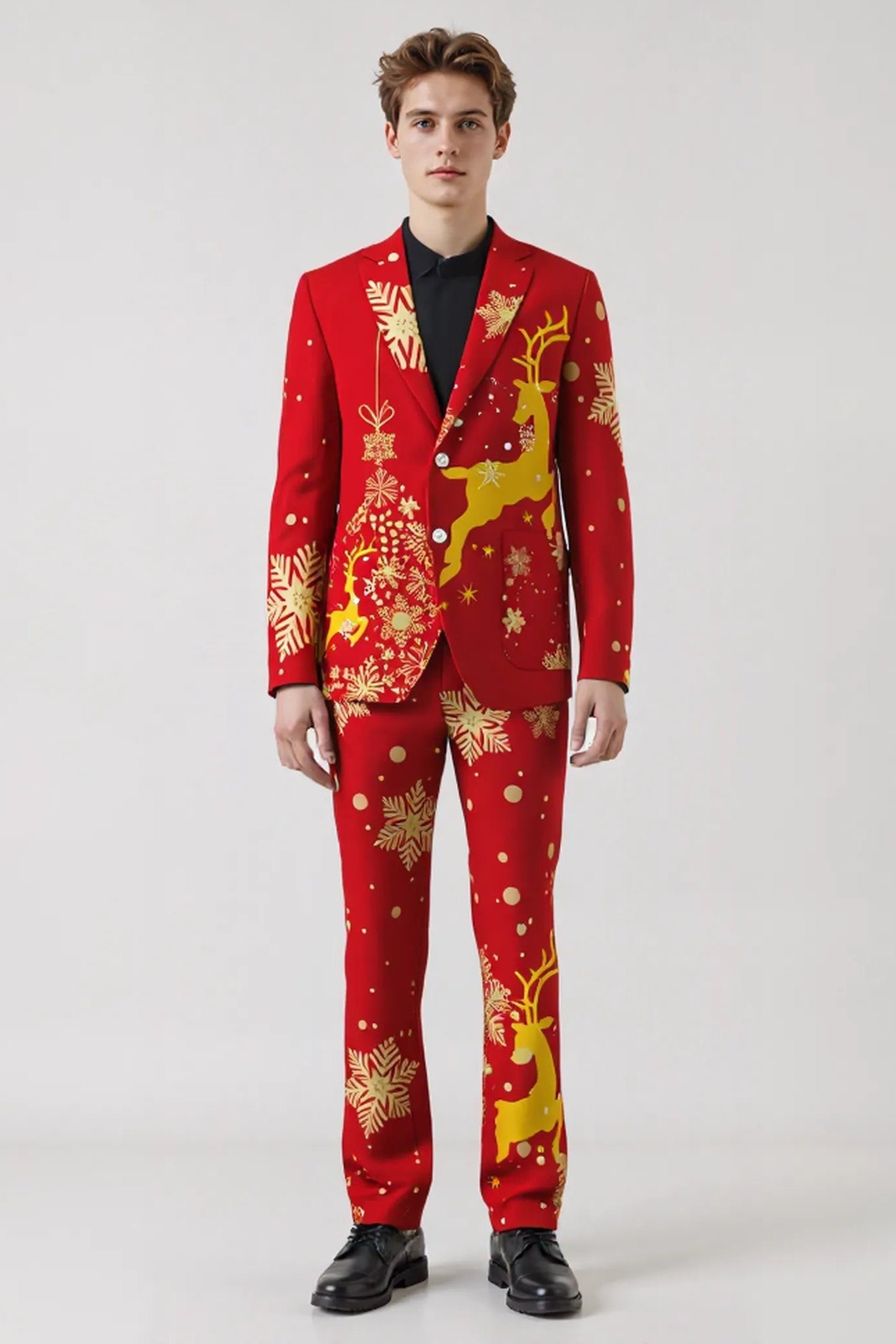 Men's Deer Animal Christmas Eve Party 2 Piece Suit