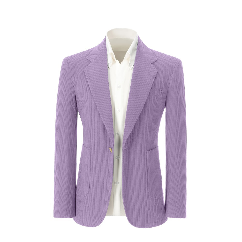 Men's purple corduroy prom blazer – front view of 2 piece exclusive suit