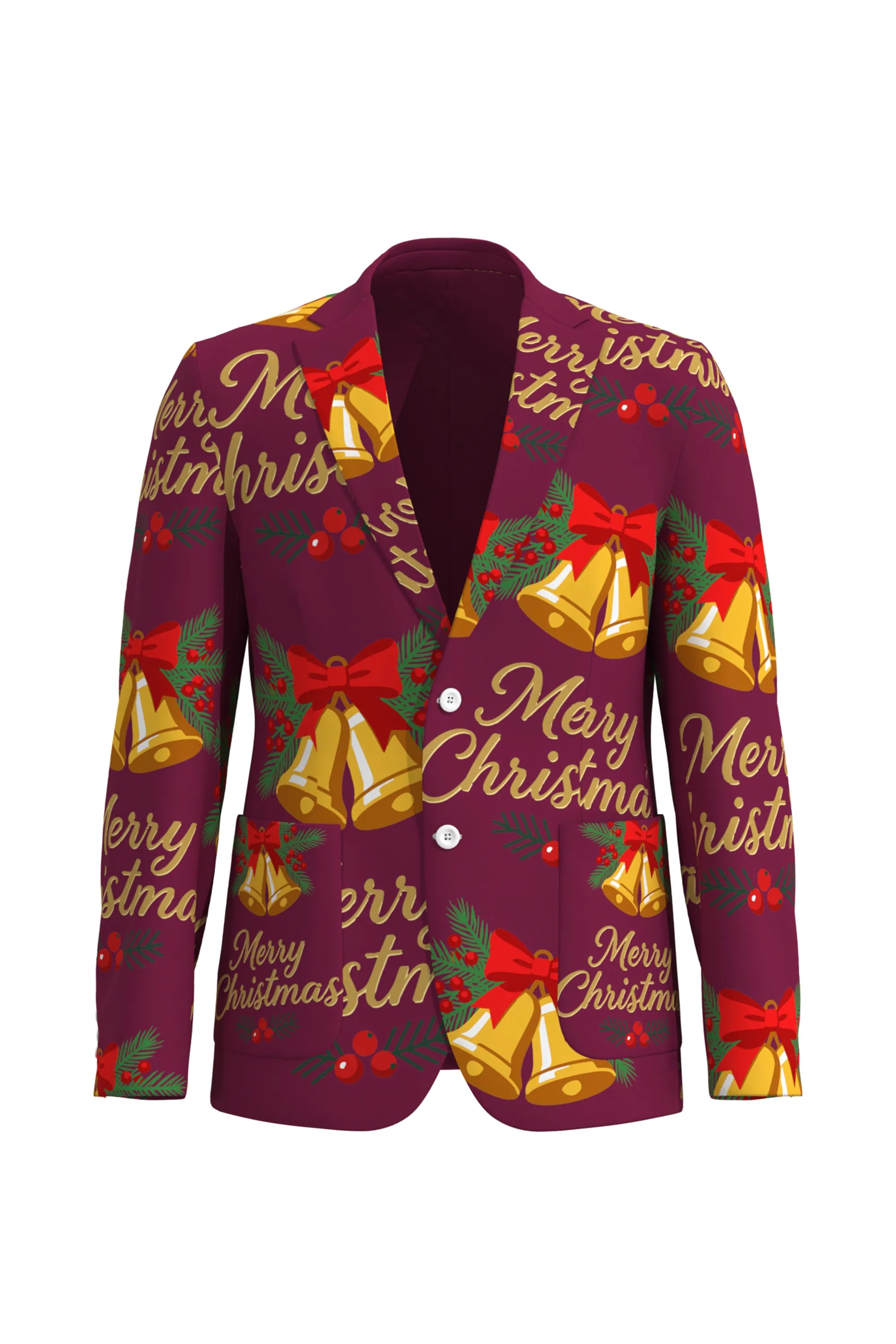 Men's Bell Bow Christmas Eve Party 2 Piece Suit