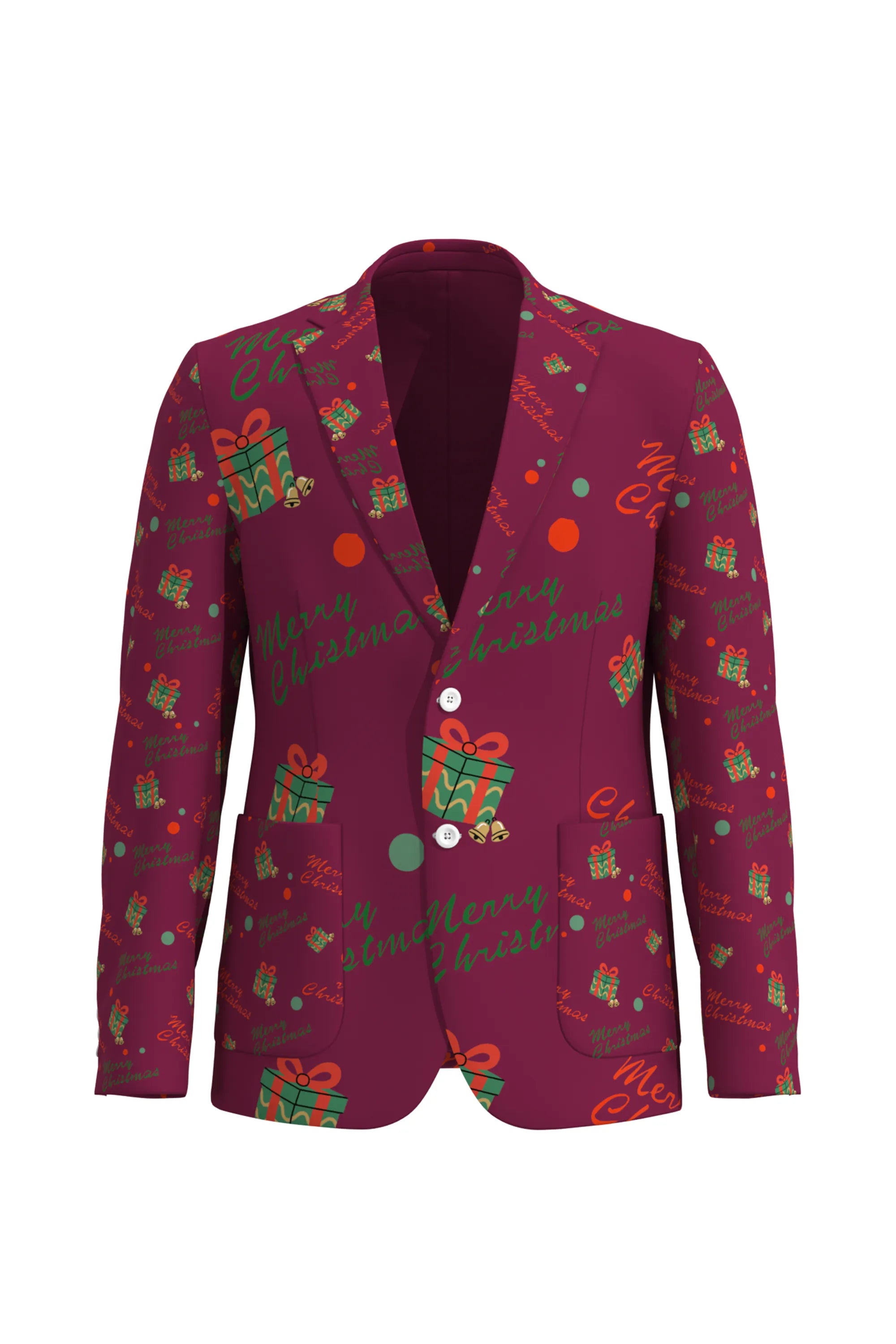 Men's Funny Printed Christmas Eve Party 2 Piece Suit