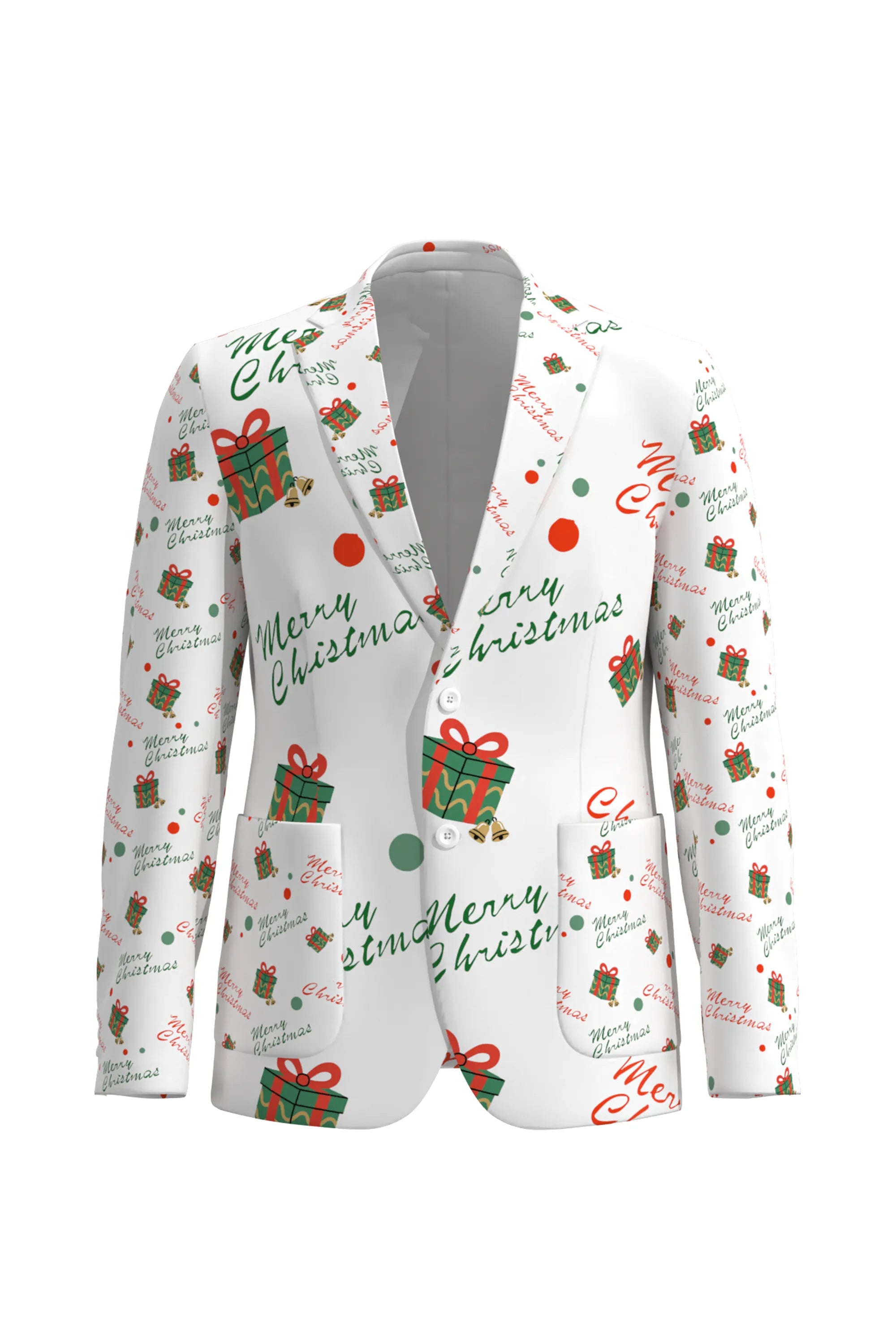 Men's Funny Printed Christmas Eve Party 2 Piece Suit