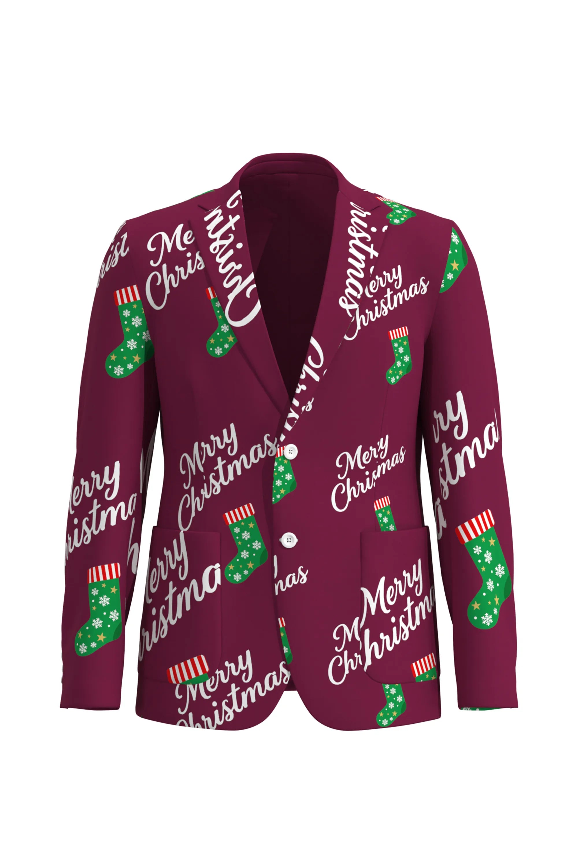Men's Funny Pattern Christmas Eve Party 2 Piece Suit