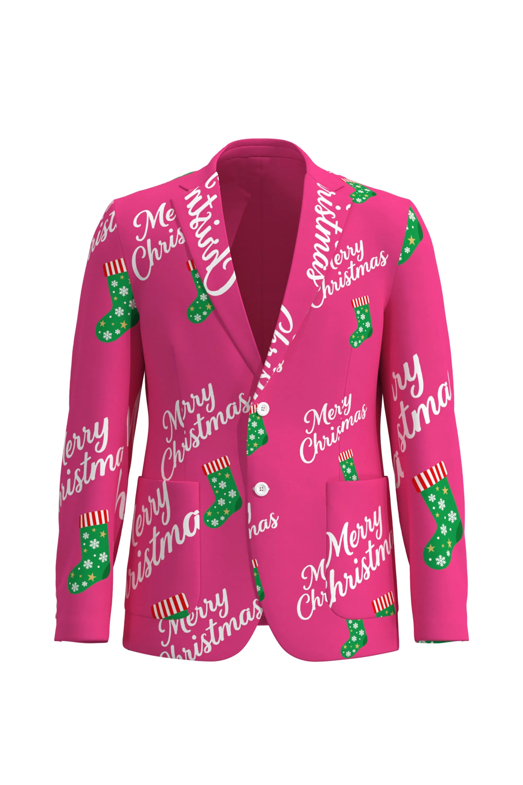 Men's Funny Pattern Christmas Eve Party 2 Piece Suit