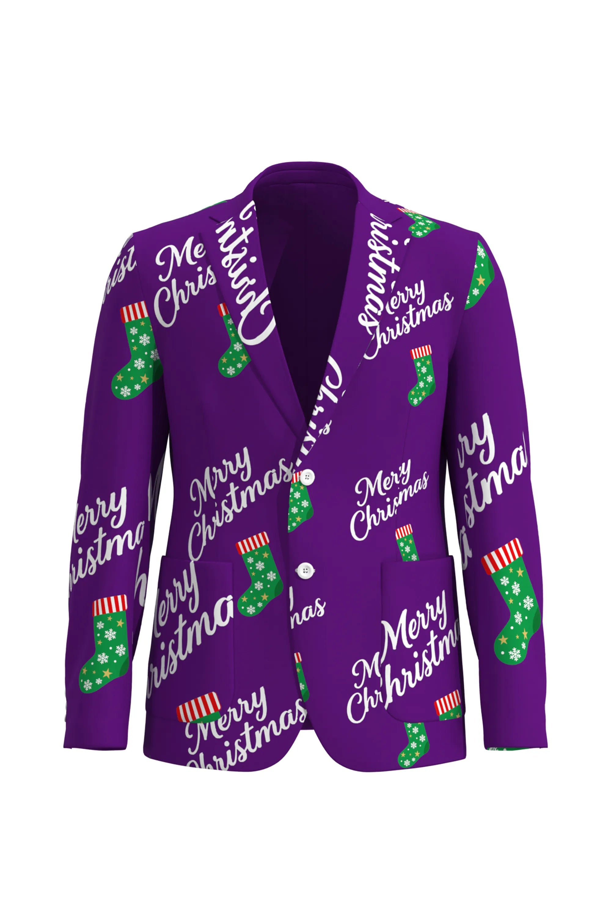 Men's Funny Pattern Christmas Eve Party 2 Piece Suit