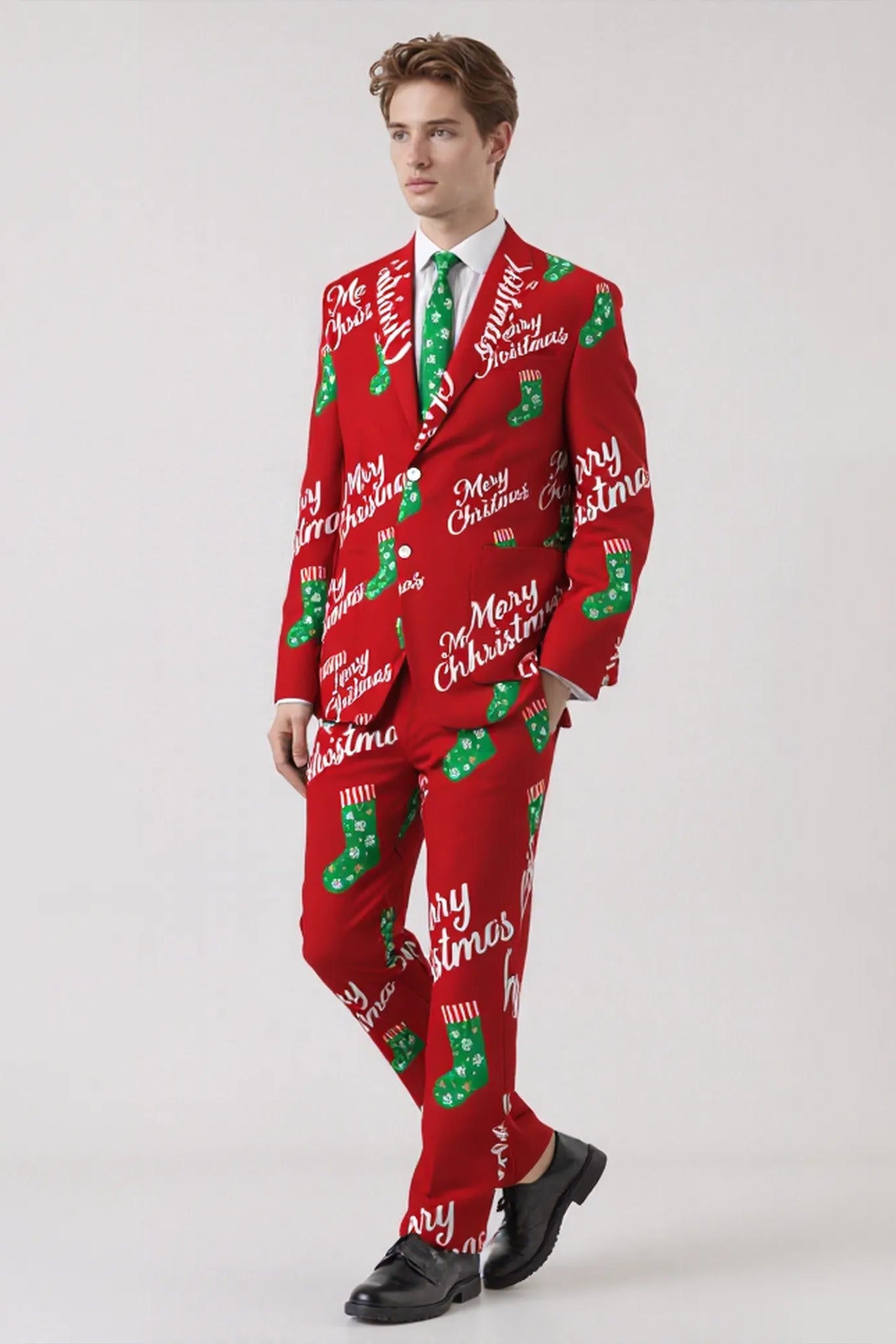 Men's Funny Pattern Christmas Eve Party 2 Piece Suit