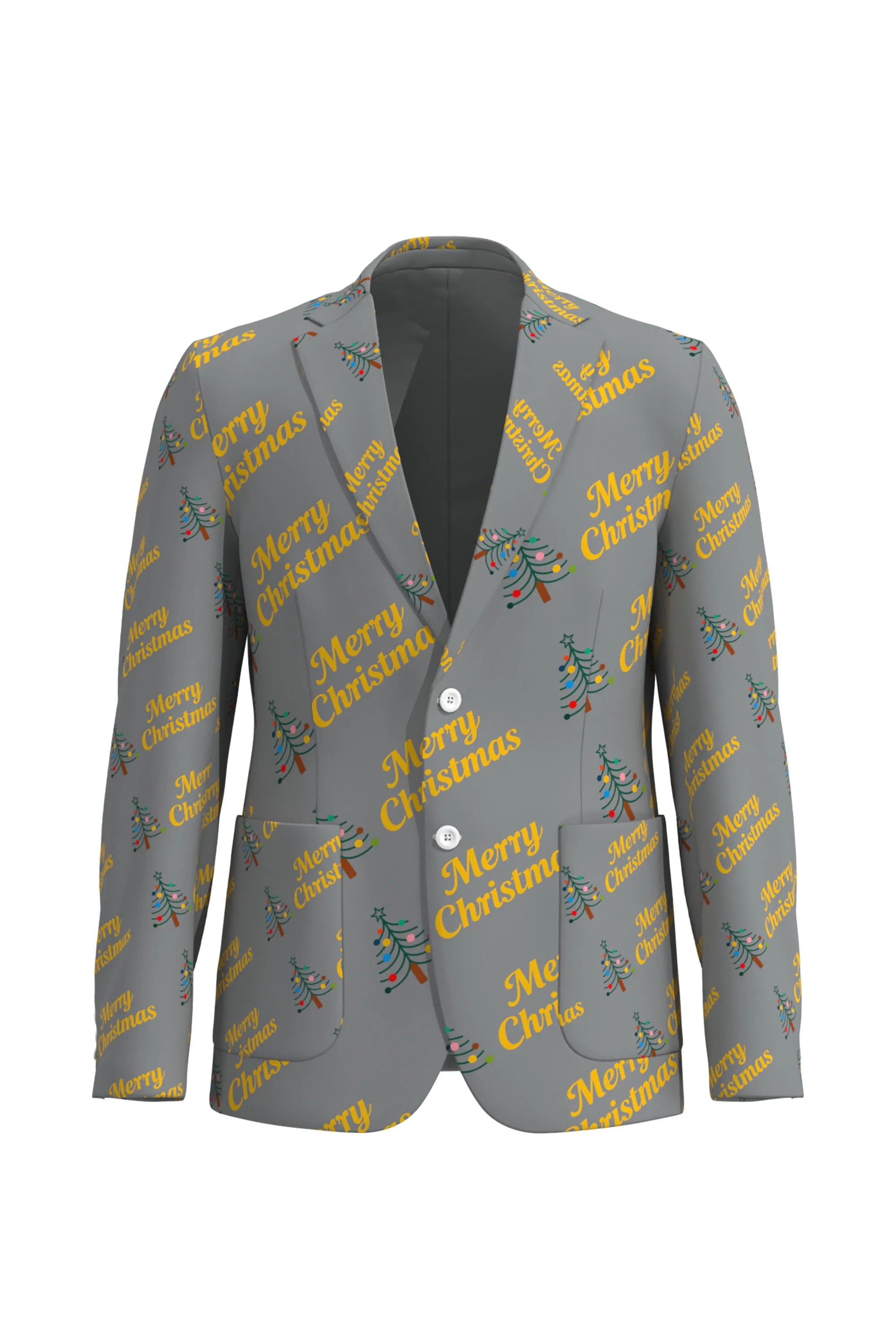 Men's Funny Printed Christmas Eve Party 2 Piece Suit