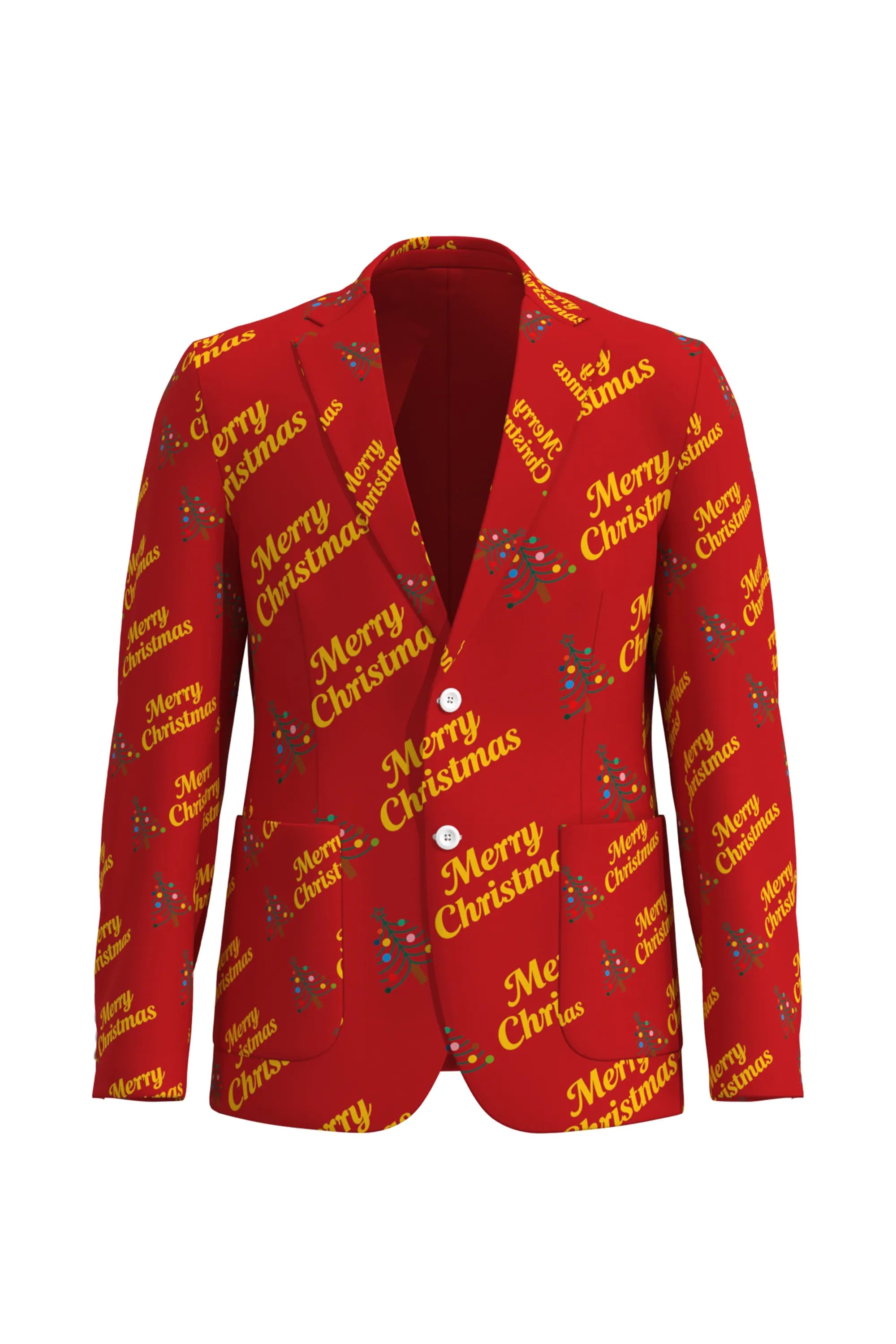 Men's Funny Printed Christmas Eve Party 2 Piece Suit