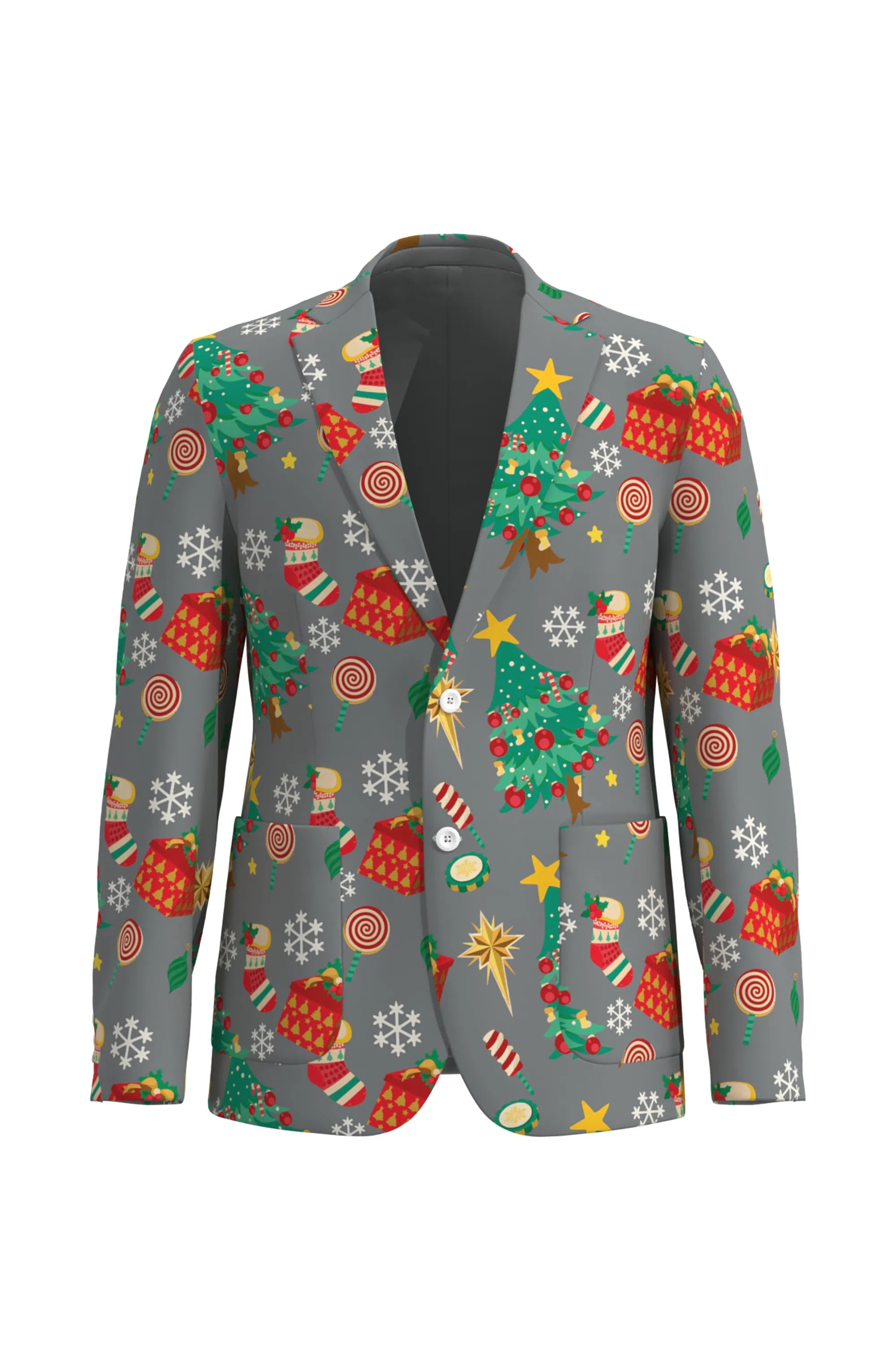 Men's Tree Pattern Christmas Eve Party 2 Piece Suit
