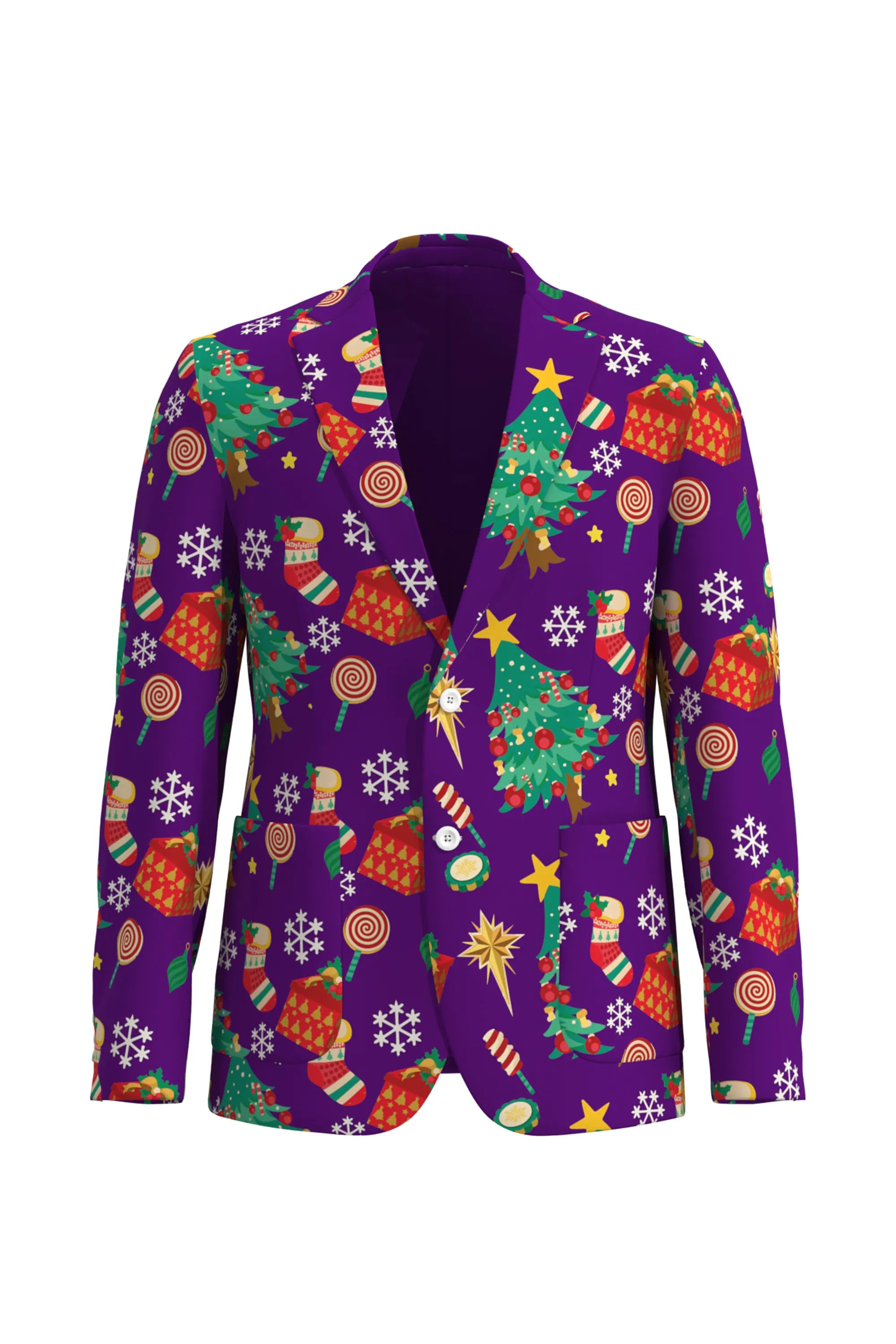 Men's Tree Pattern Christmas Eve Party 2 Piece Suit