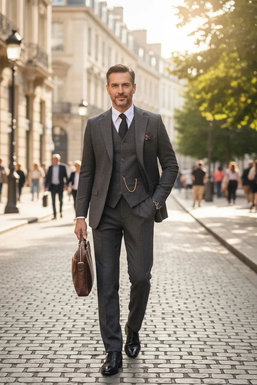 Men's Windsor Heritage Herringbone 3 Piece Suit