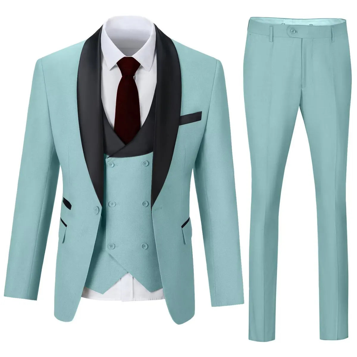 Men's mint green shawl collar 3 piece suit with slim trousers – modern business and evening style