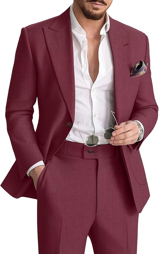 Men's Casual Linen 2 Piece Suits - Fabric Upgrade