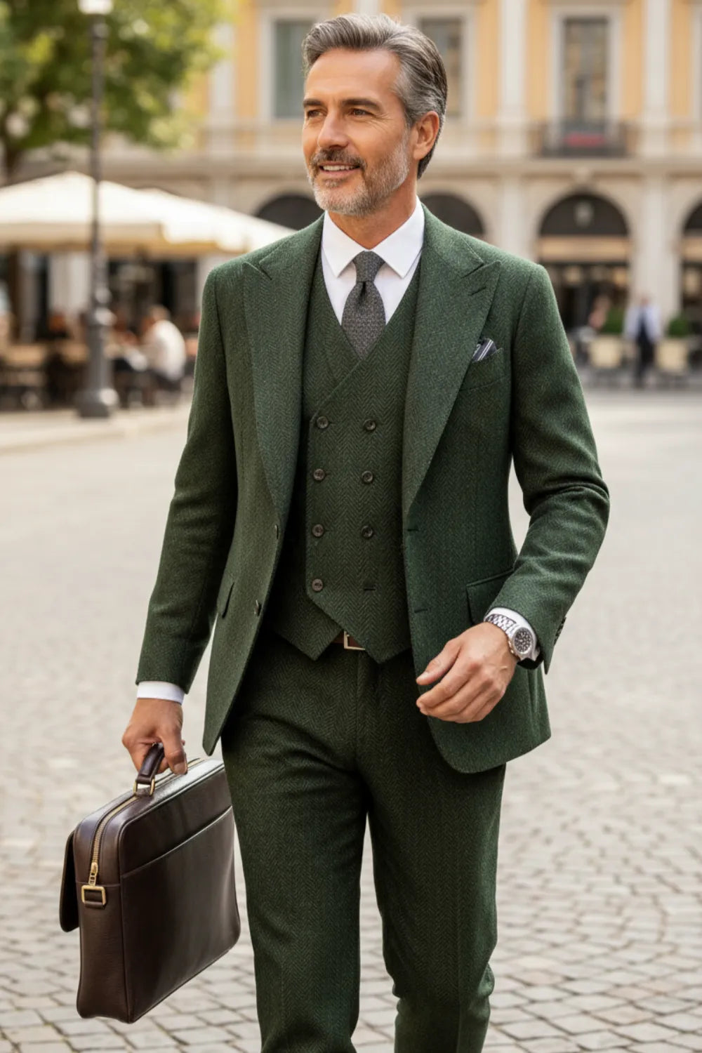 Men's Savile Row Herringbone 3 Piece Suits