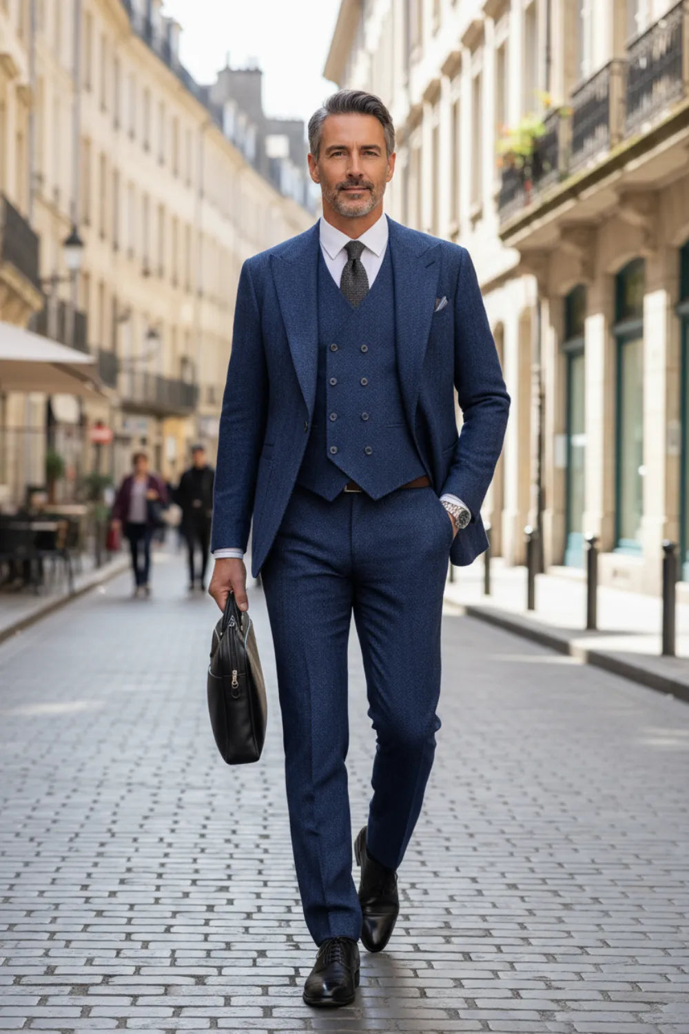 Men's Savile Row Herringbone 3 Piece Suits