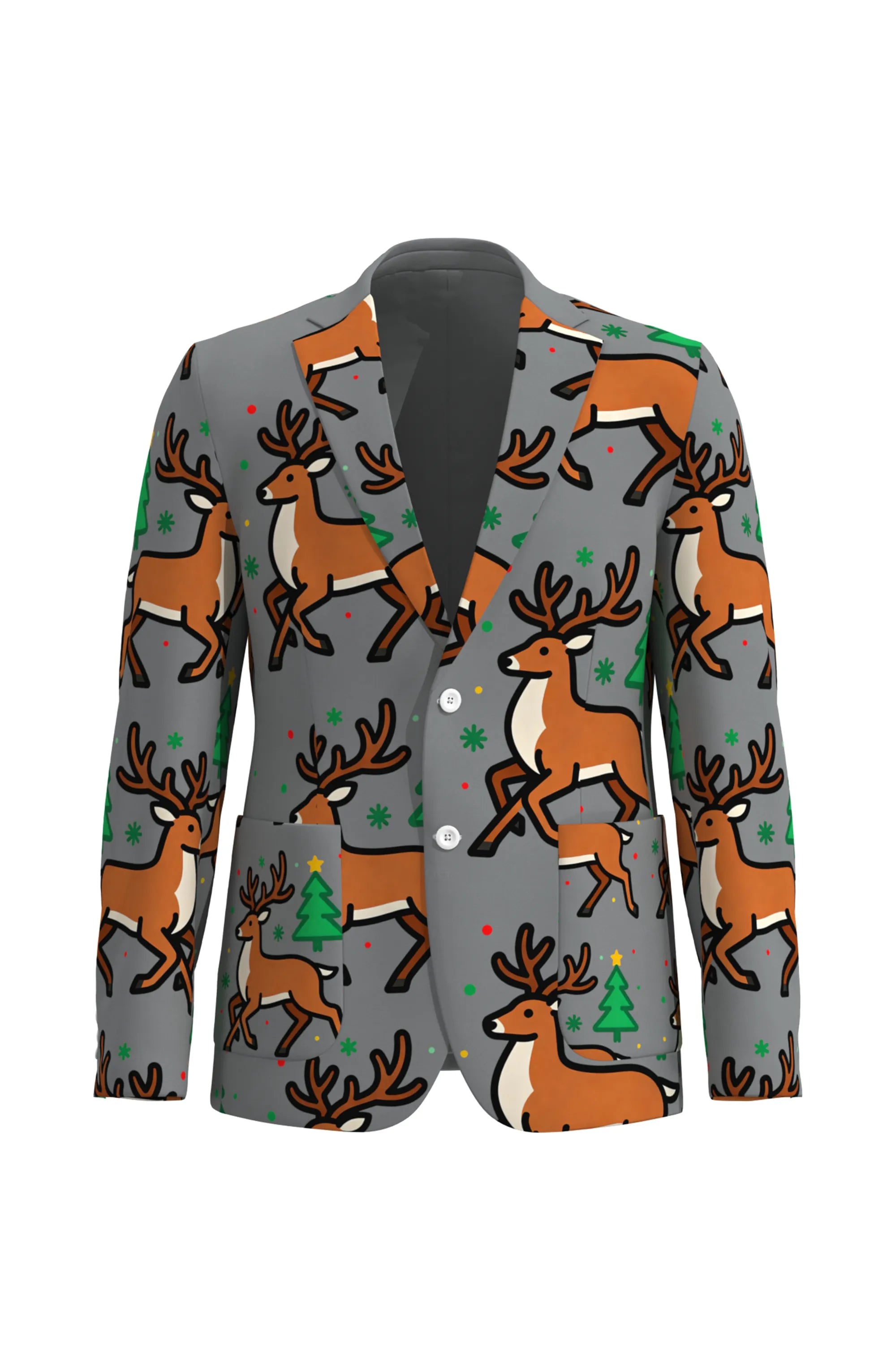 Men's Deer Animal Christmas Eve Party 2 Piece Suit