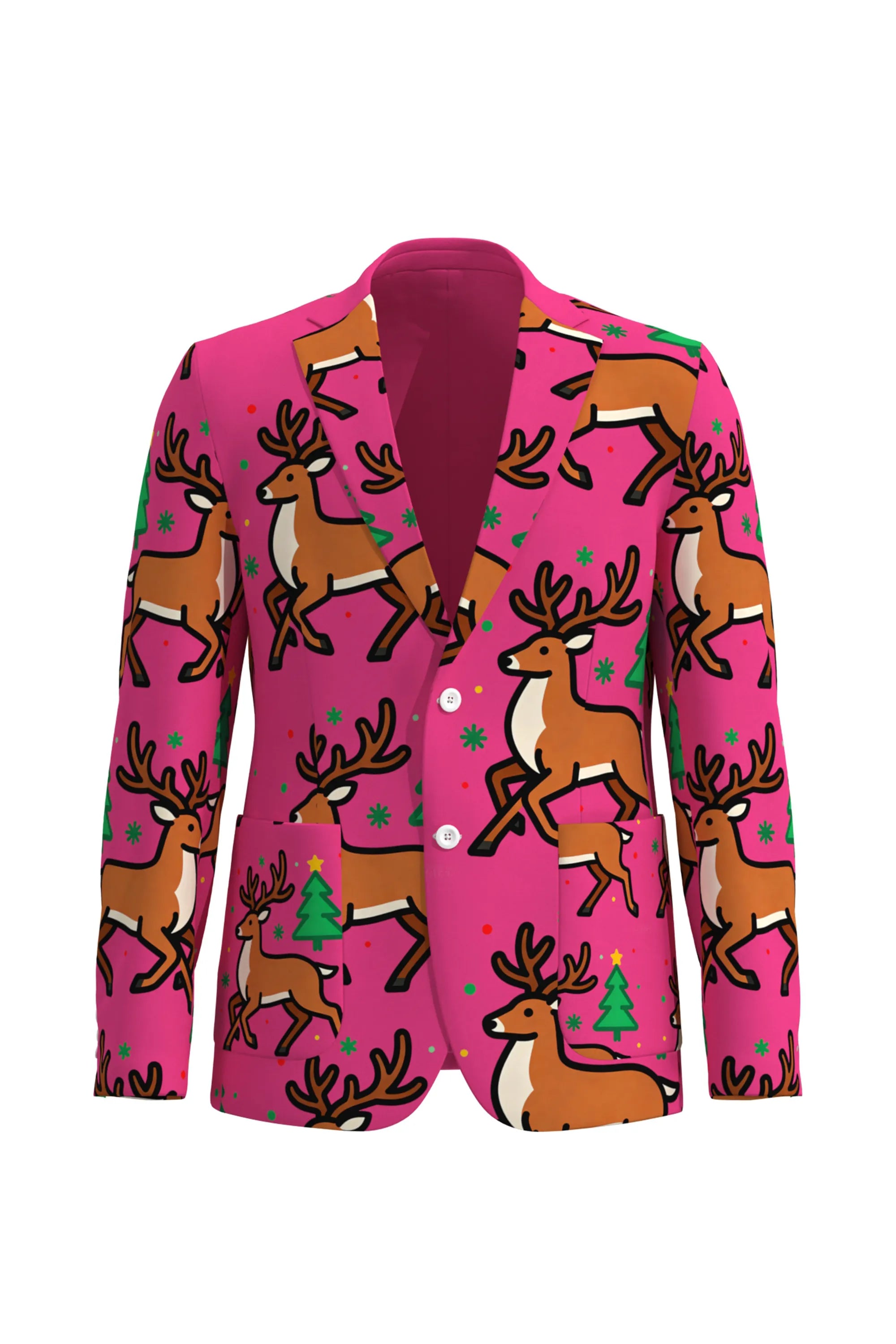Men's Deer Animal Christmas Eve Party 2 Piece Suit
